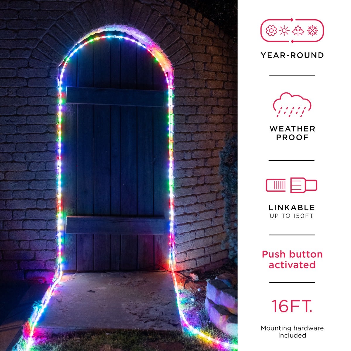 UltraPro Indoor/Outdoor LED Rope Light, 16ft., Color-Changing, Black