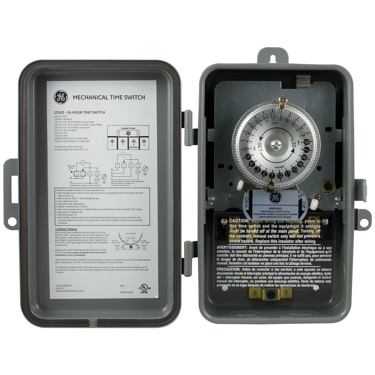 GE Indoor/Outdoor 24-Hour Heavy Duty Mechanical Time Switch, 120 VAC, Gray