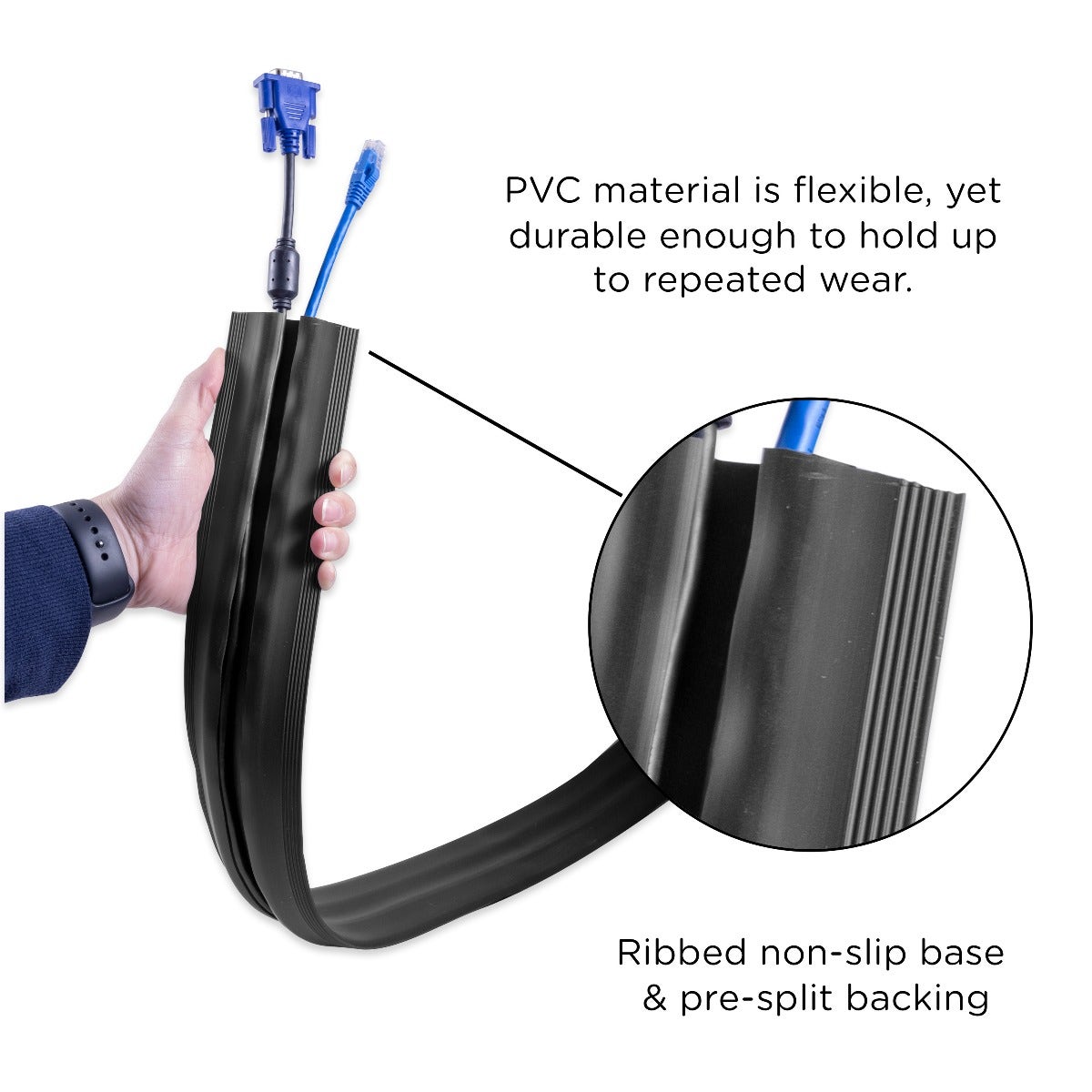 Cordinate 10ft. Cable Management Cord Cover, Black