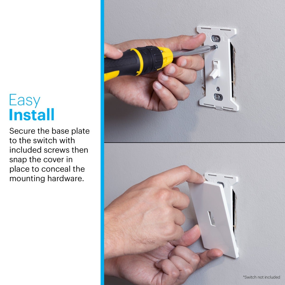 Power Gear Single Toggle Screwless Wall Plate, White
