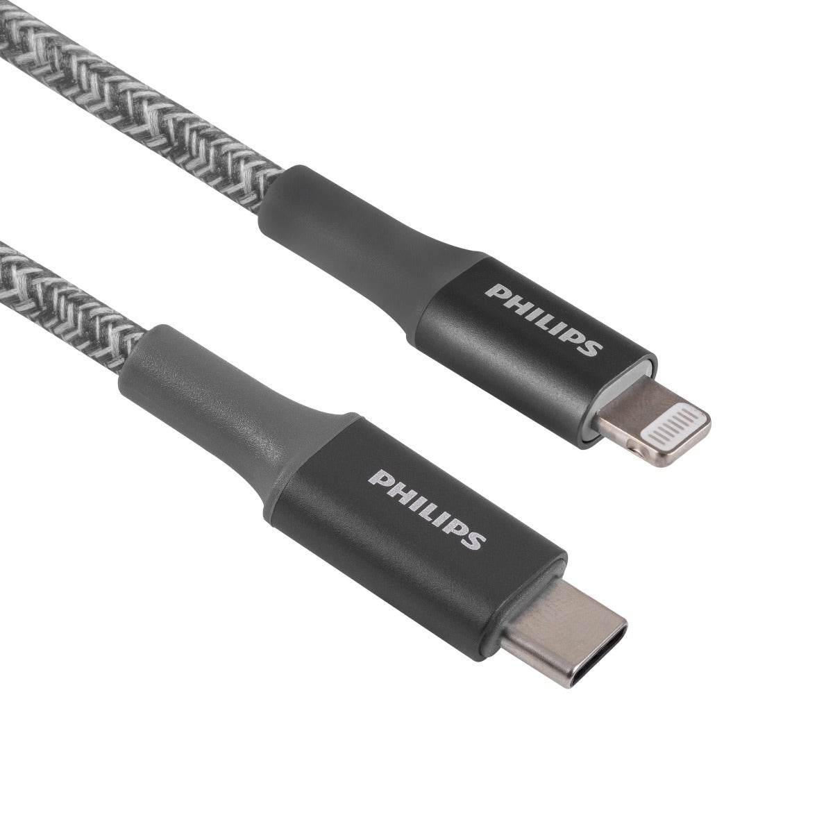 Philips 3ft. USB-C to Lightning Charging Cable with Braided Cord, Gray