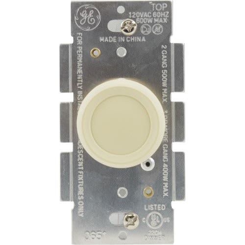GE Push On/Off Dimmer, White/Almond
