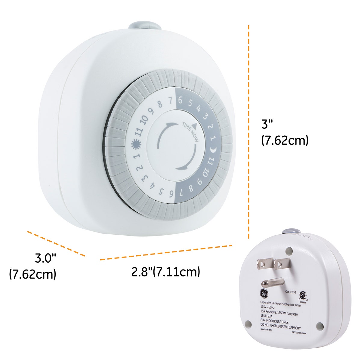 GE Indoor Plug-In 24-Hour Heavy Duty Mechanical Timer, White