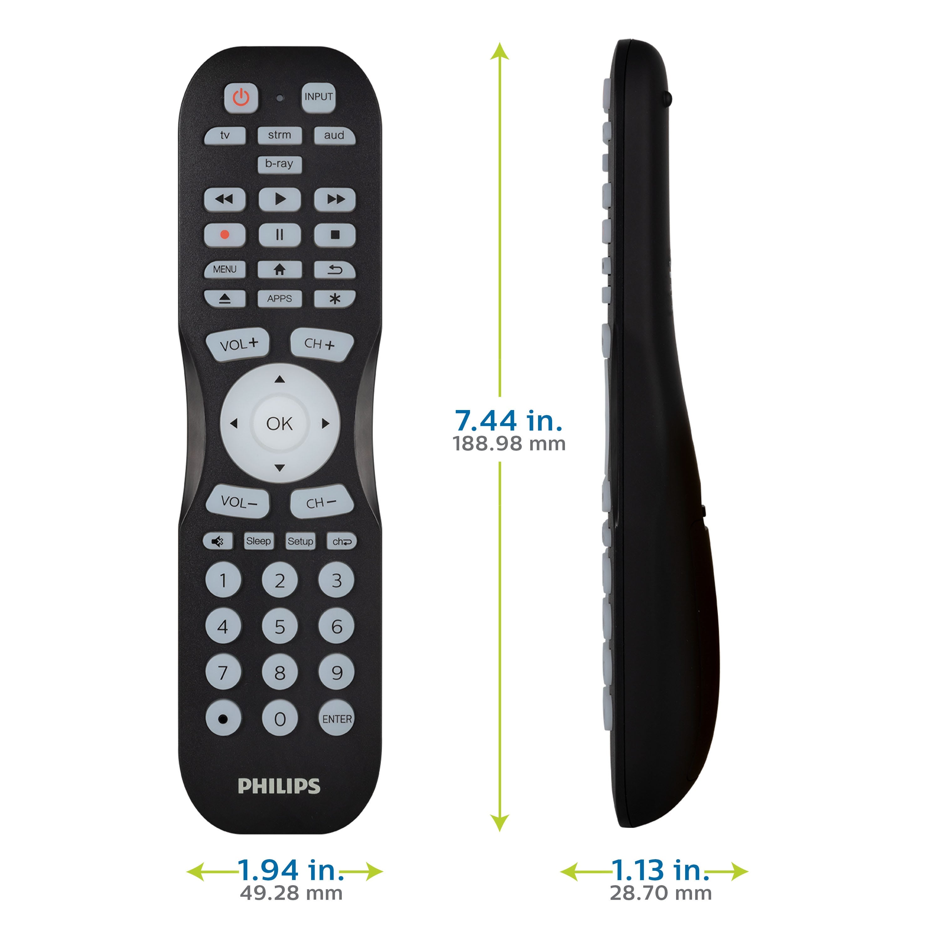 Philips 4-Device Backlit Universal Remote With Find-It Feature, Black