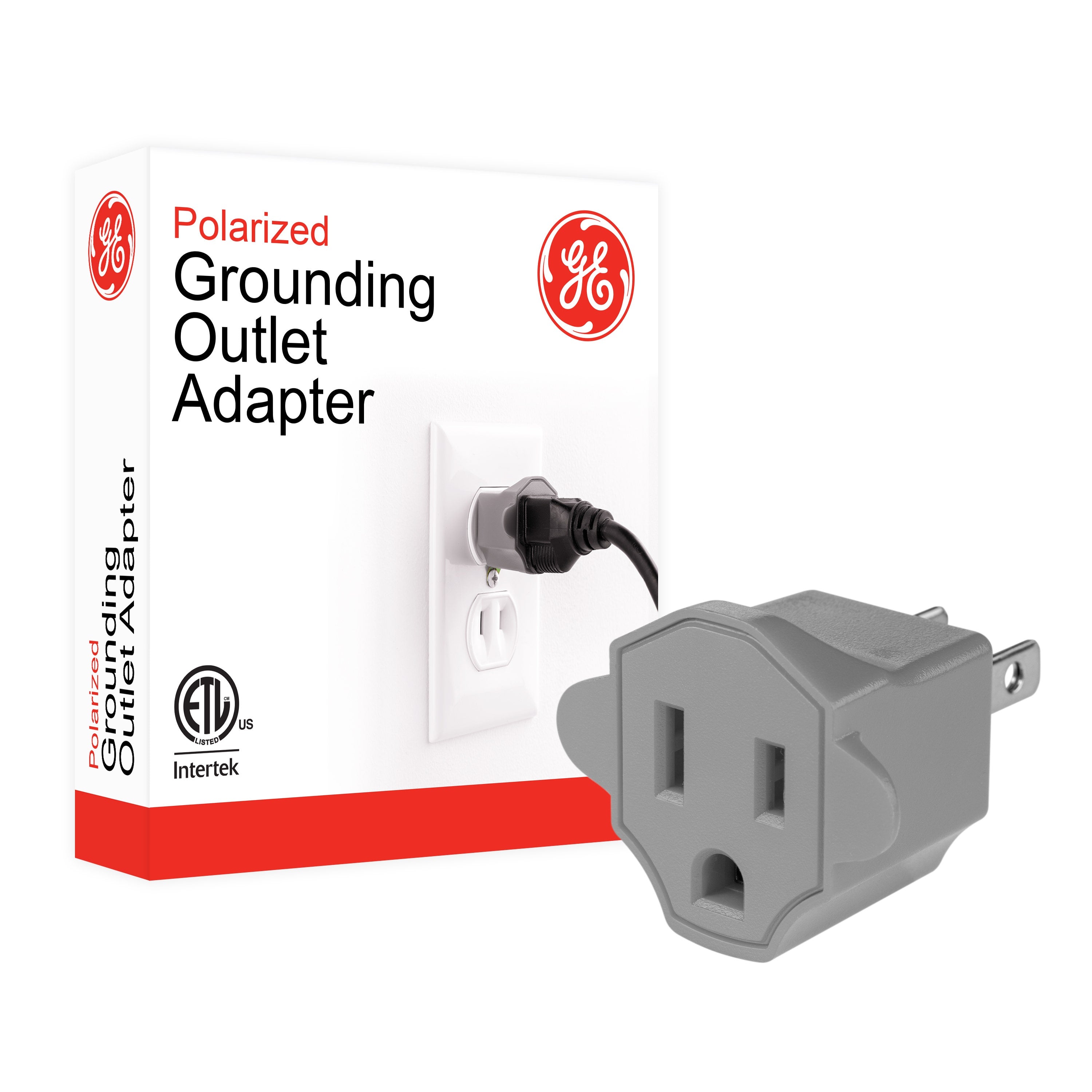 GE Polarized Grounded Adapter, Gray