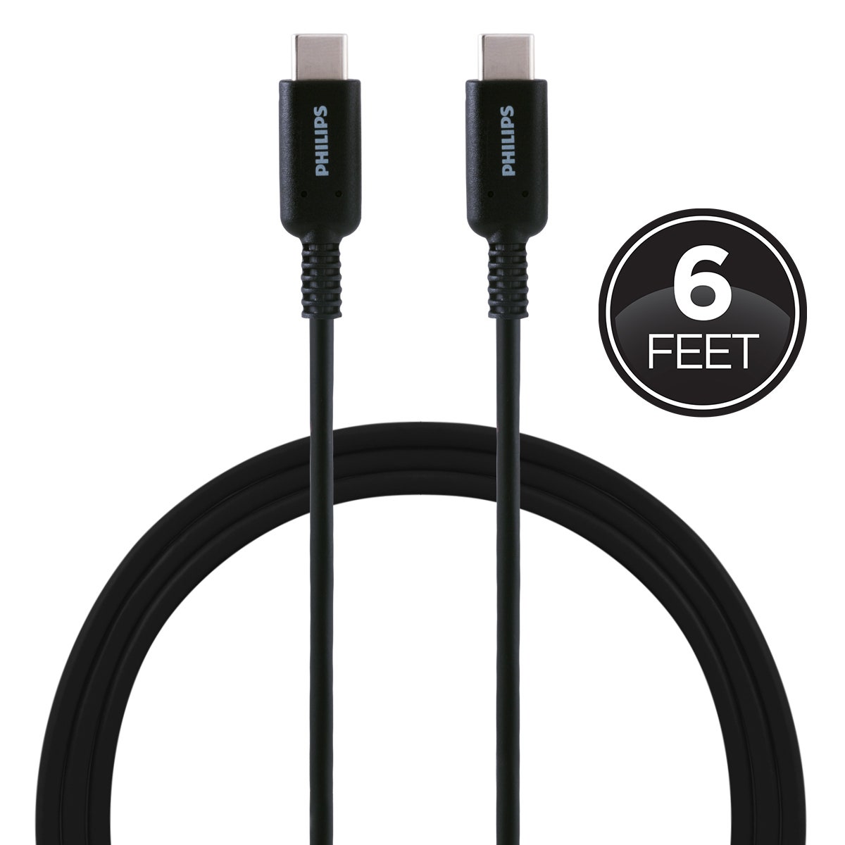 Philips 6ft. USB-C Charging Cable, Black
