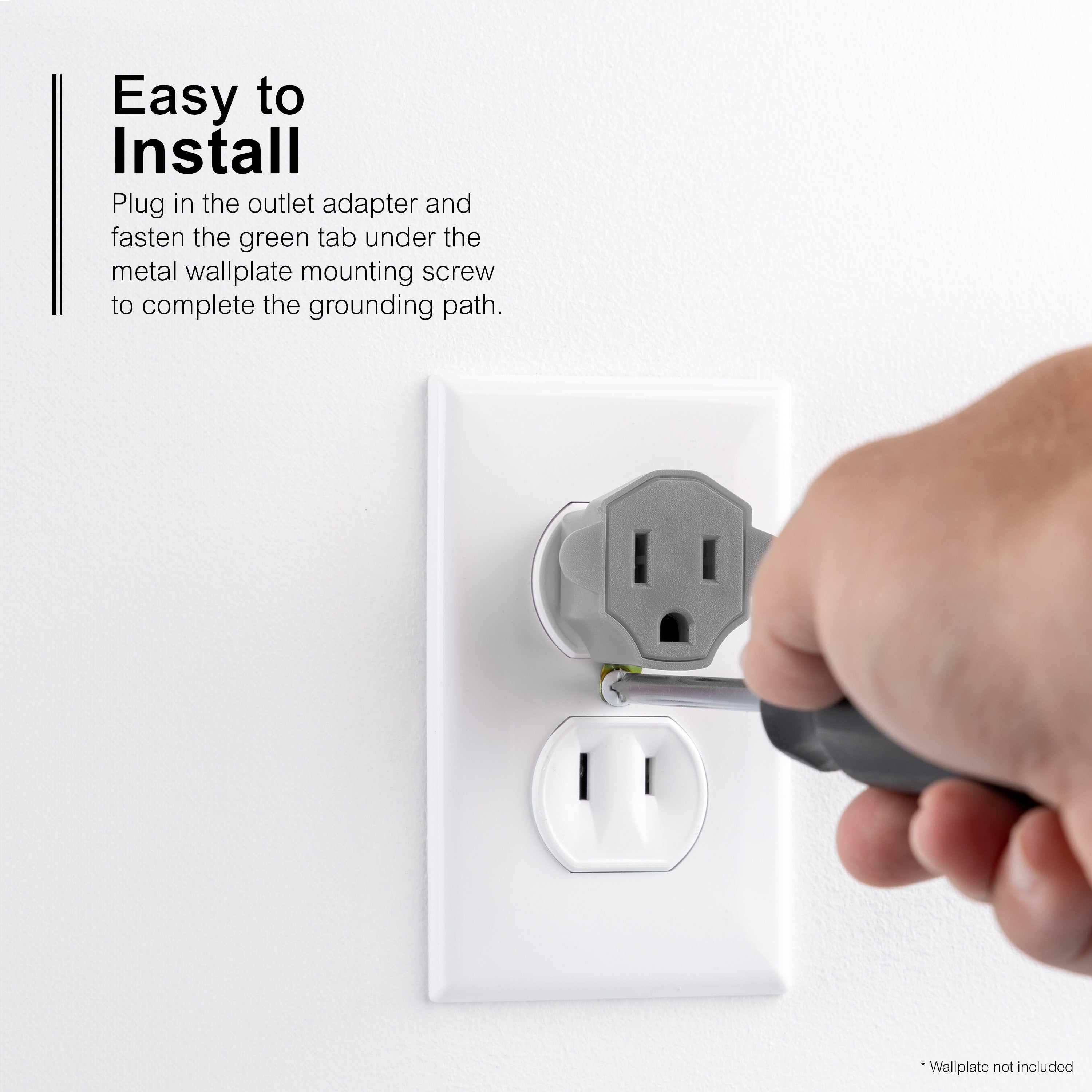 GE Polarized Grounded Adapter, Gray