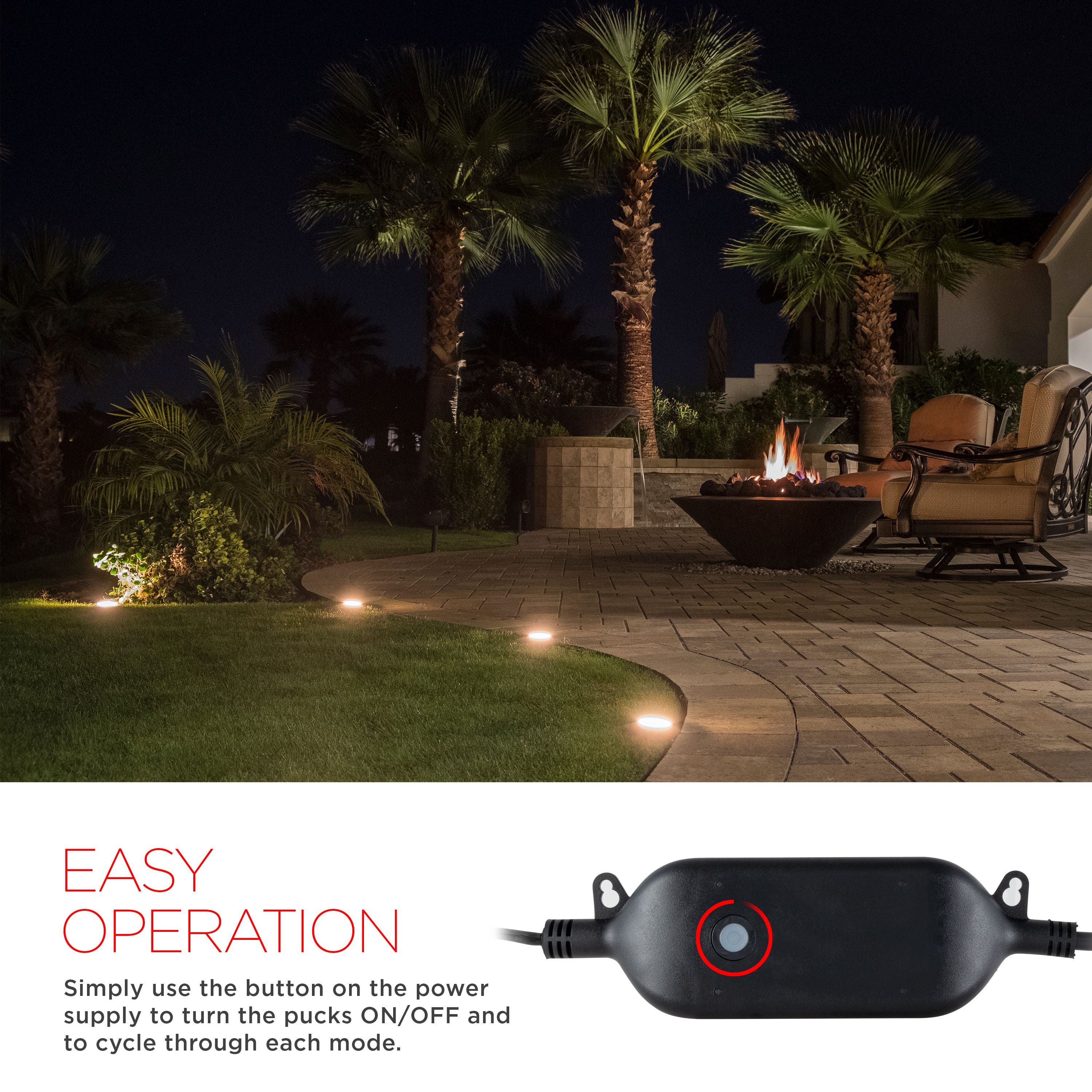 UltraPro Seasons Color-Changing LED Landscape Lights, 6 Pucks, 50ft. Black Cord