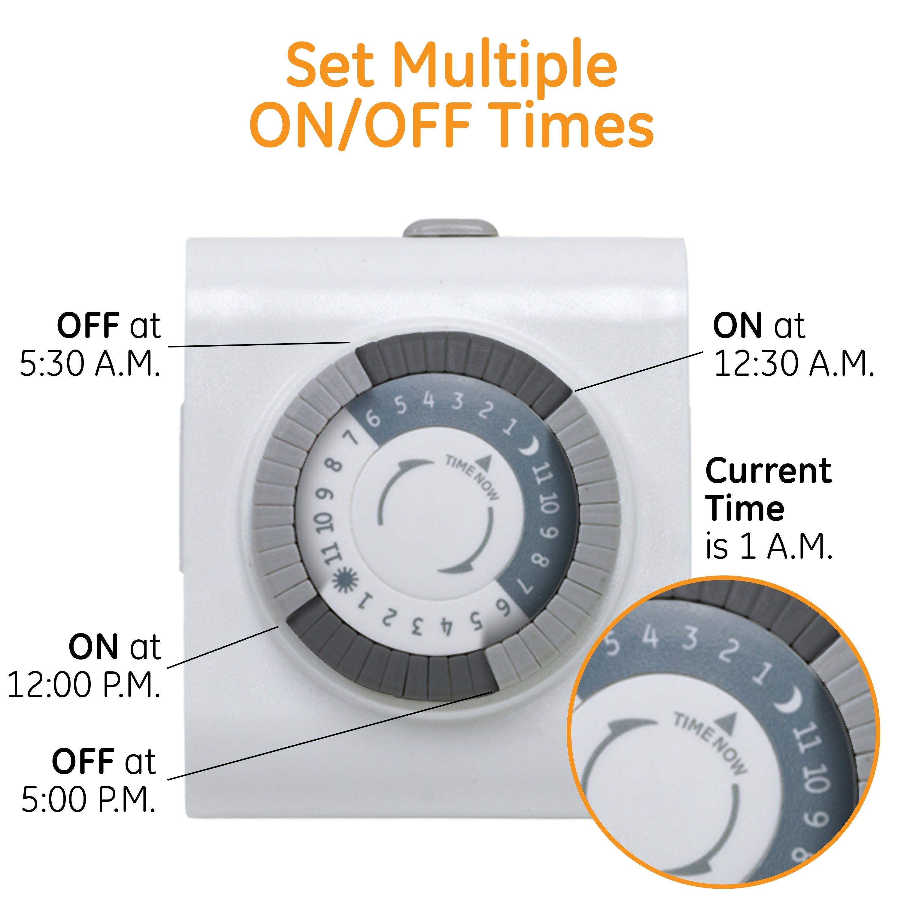 GE Indoor Plug-In 24-Hour Mechanical Timer, White, 4 Pack