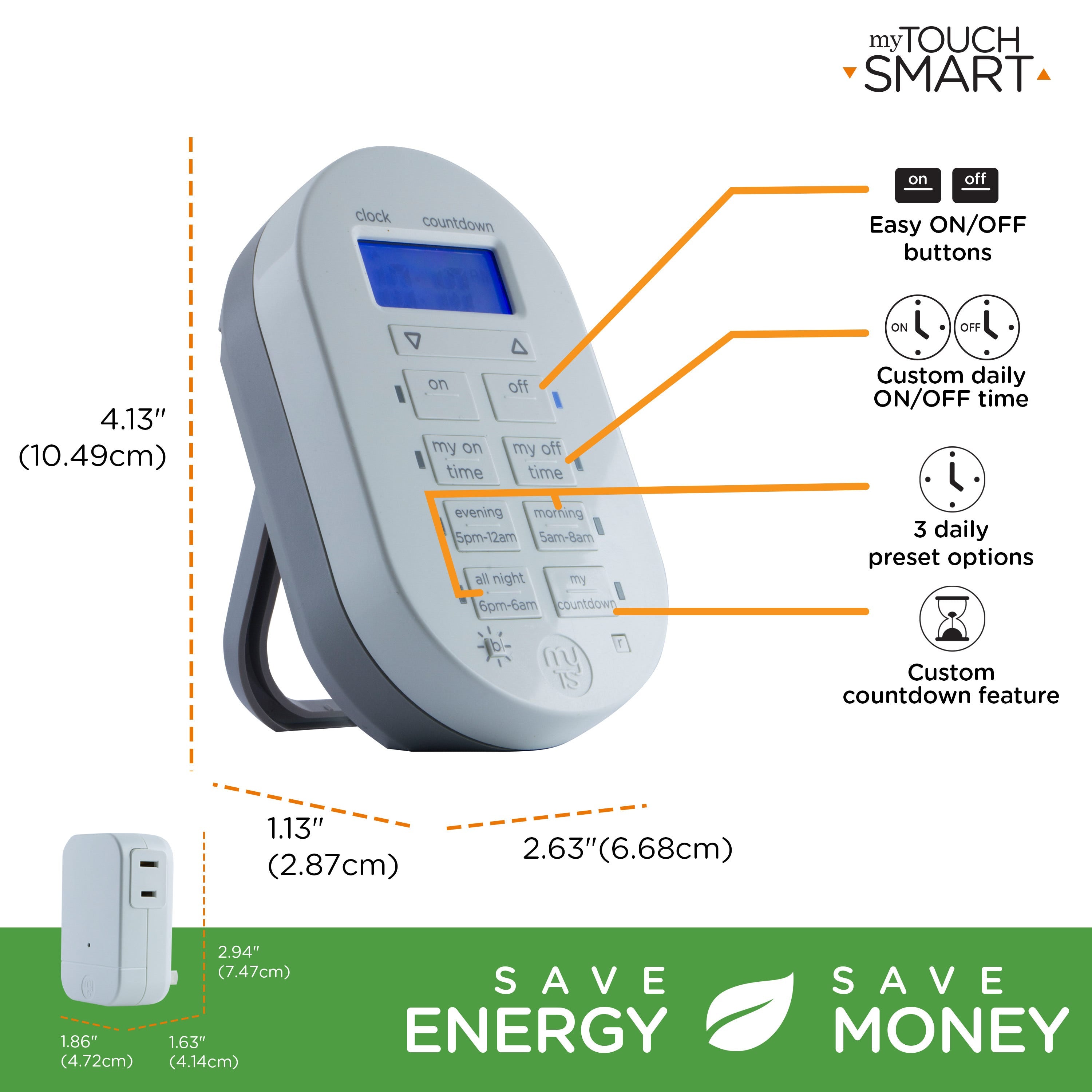 myTouchSmart Indoor/Outdoor Plug-In Simple Set Wireless Timer System, Black/White
