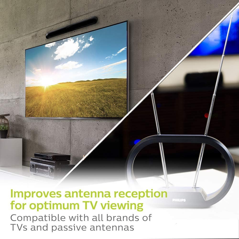 Philips Indoor Antenna Amplifier with AC Power Adapter, Black
