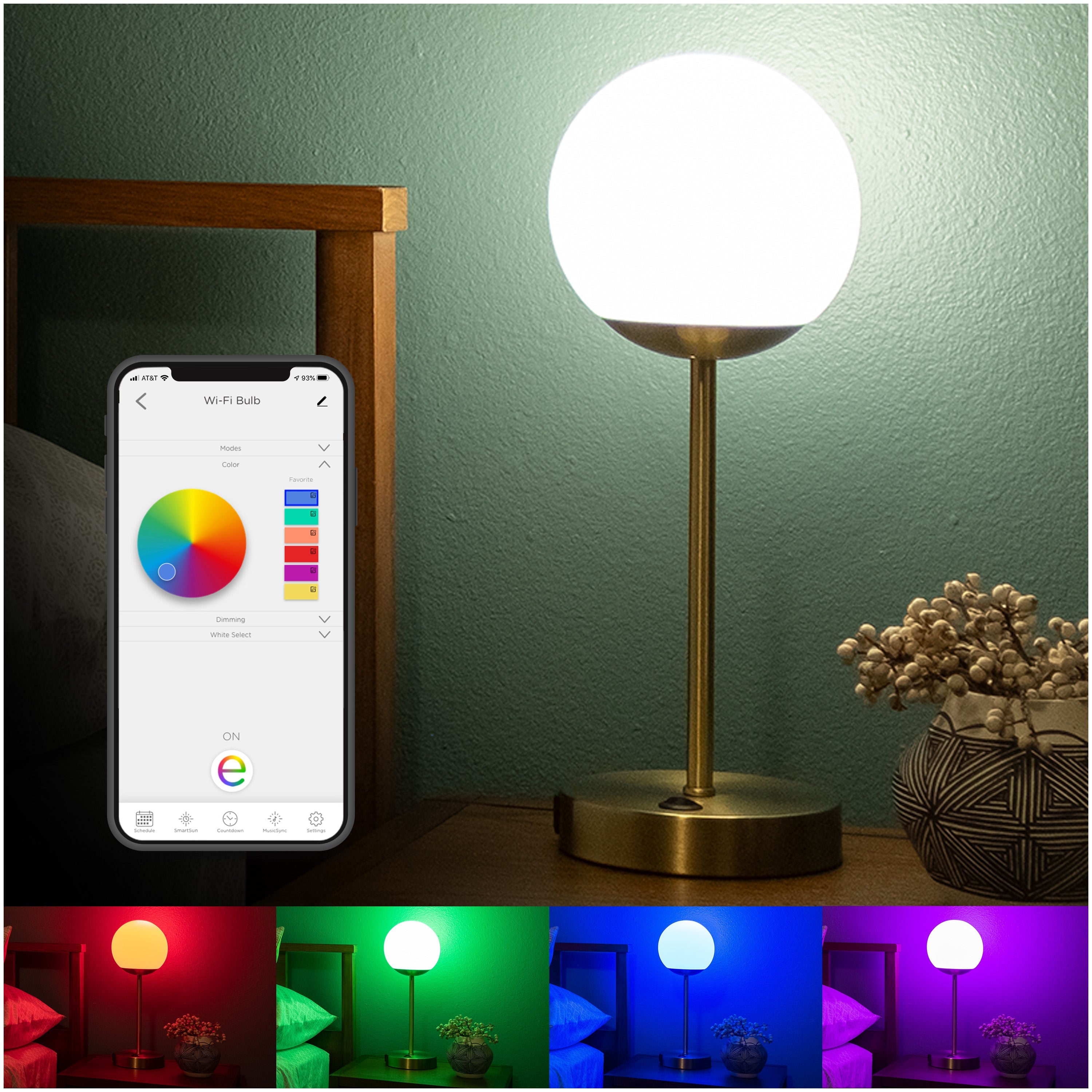 Enbrighten WiFi VIBE Color-Changing LED Tabletop Lamp with USB Charging, Brass