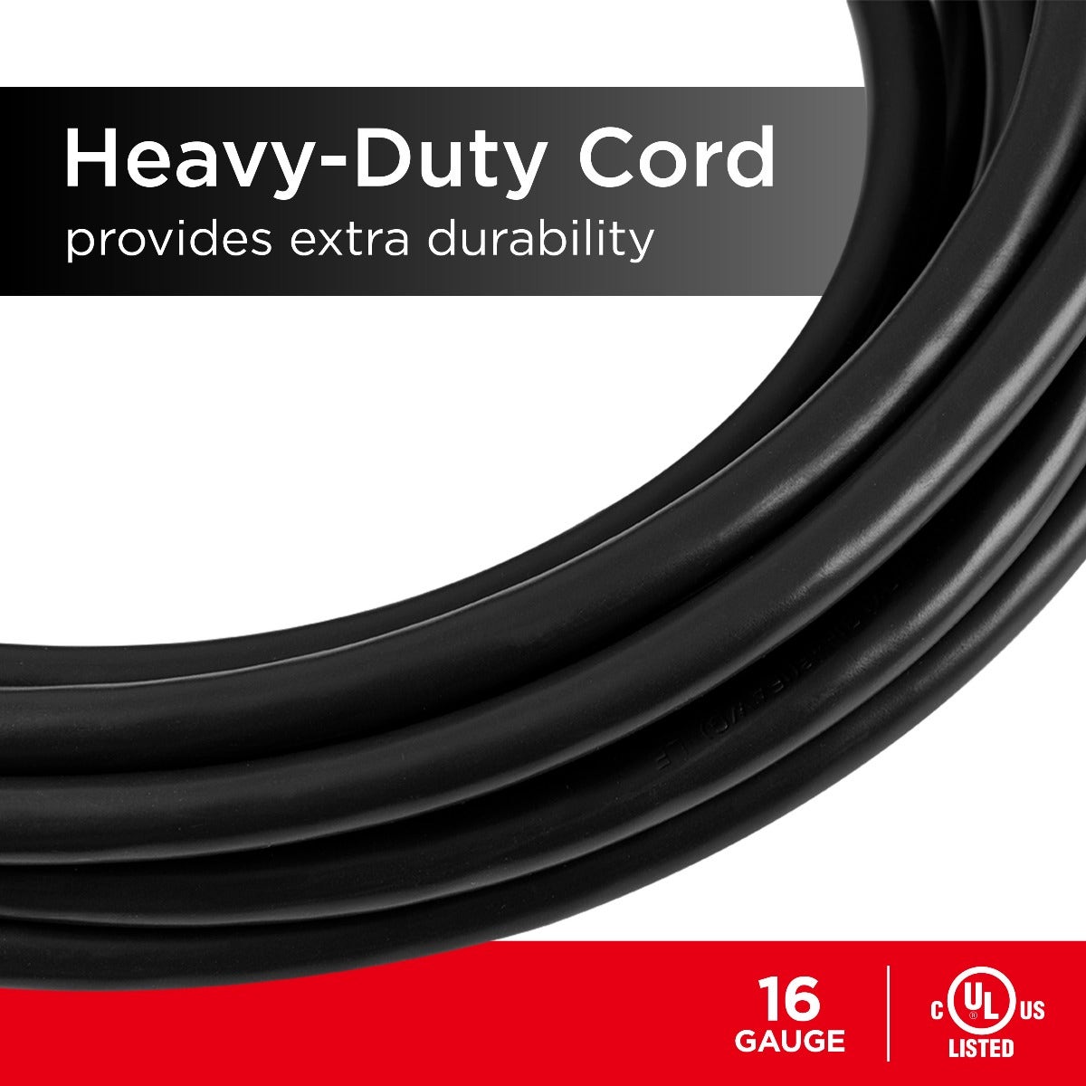 UltraPro 3-Outlet 9ft. Heavy Duty Indoor/Outdoor Extension Cord, Black