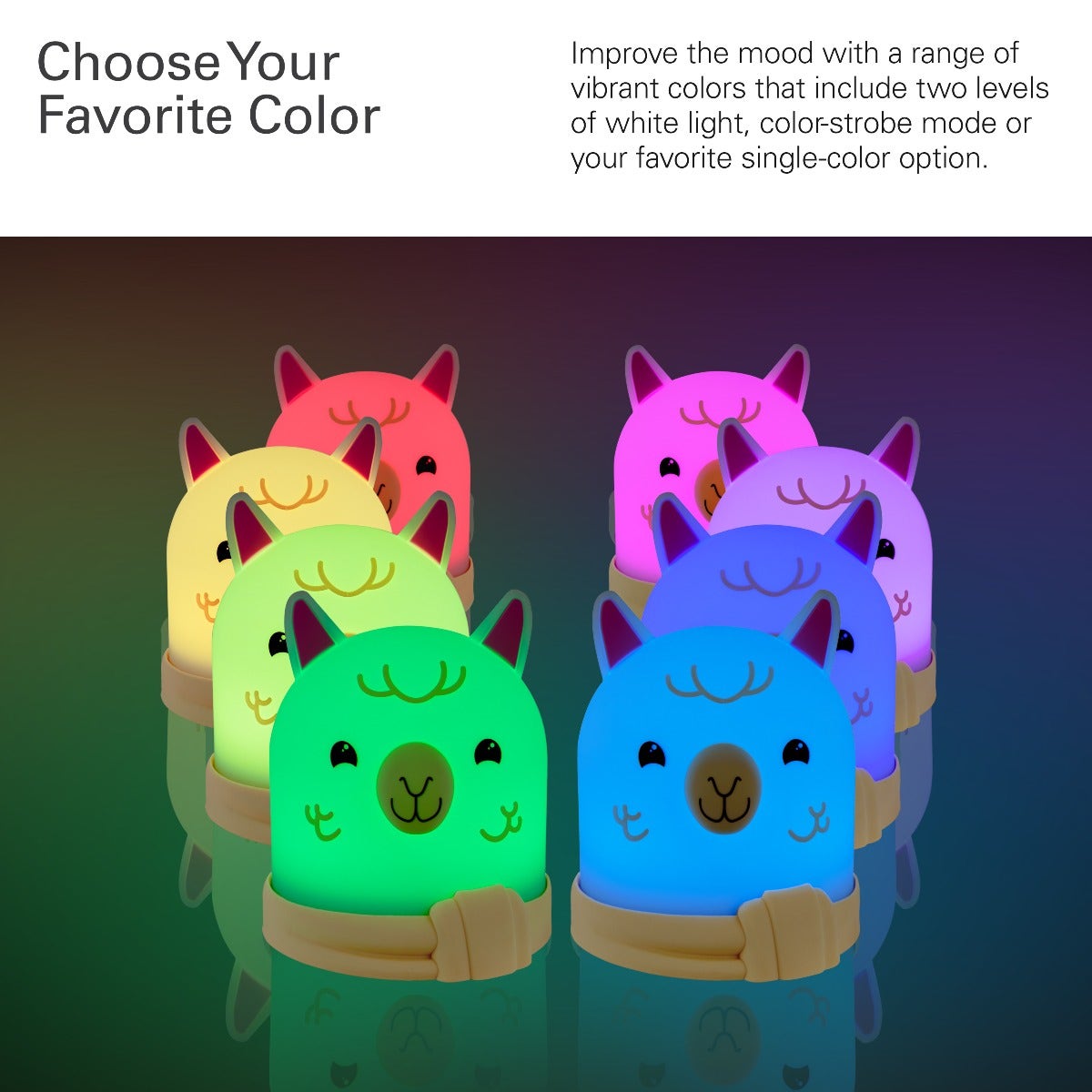 Lights by Night Llama Color Changing Tabletop LED Night Light, White