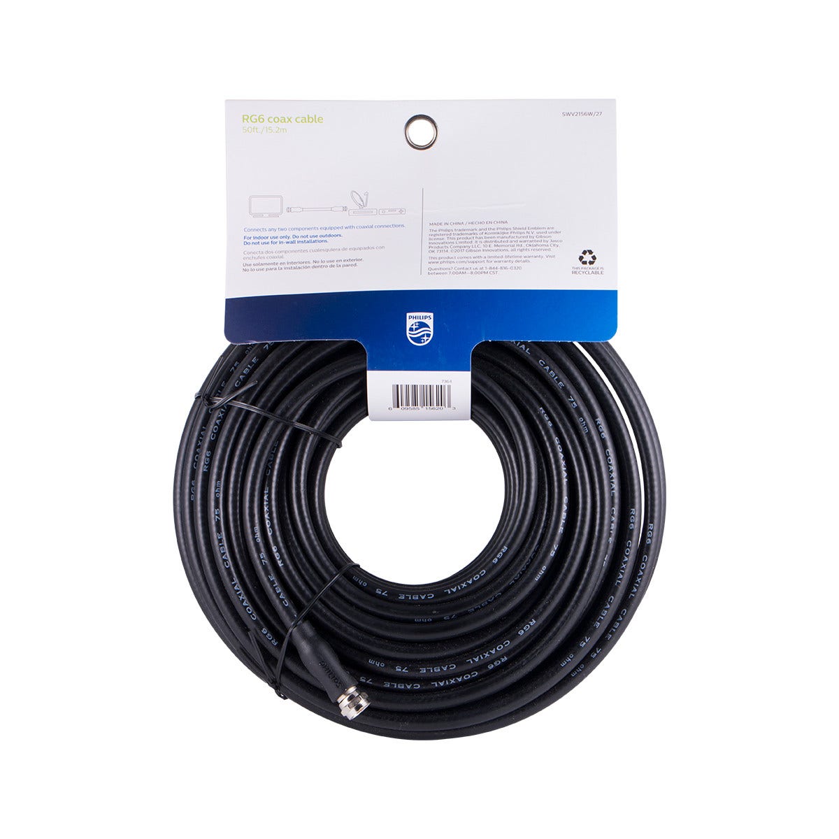 Philips 50ft. RG6 Coaxial Cable, Black