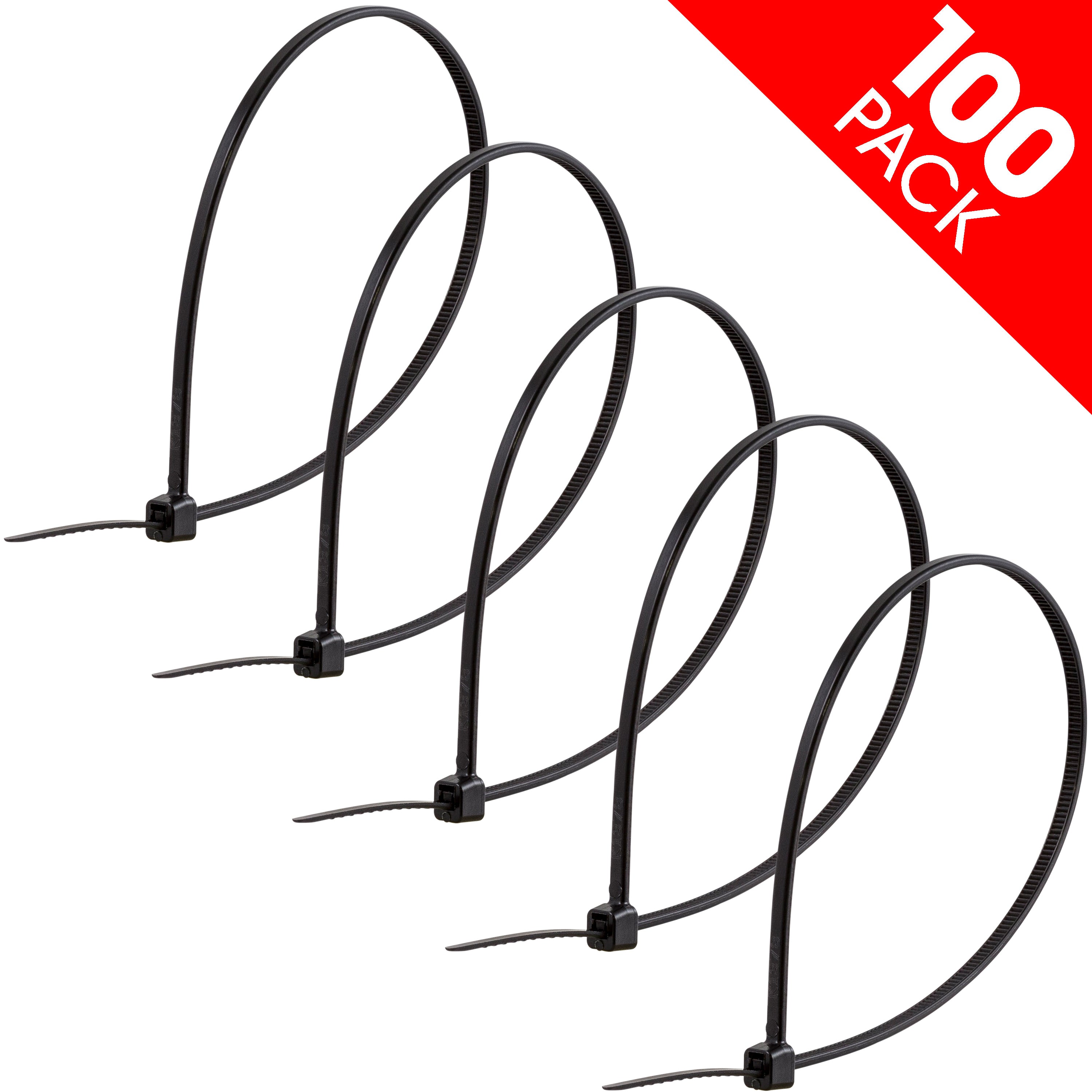 Power Gear Plastic Cable Ties, Black, 8in, 100pk