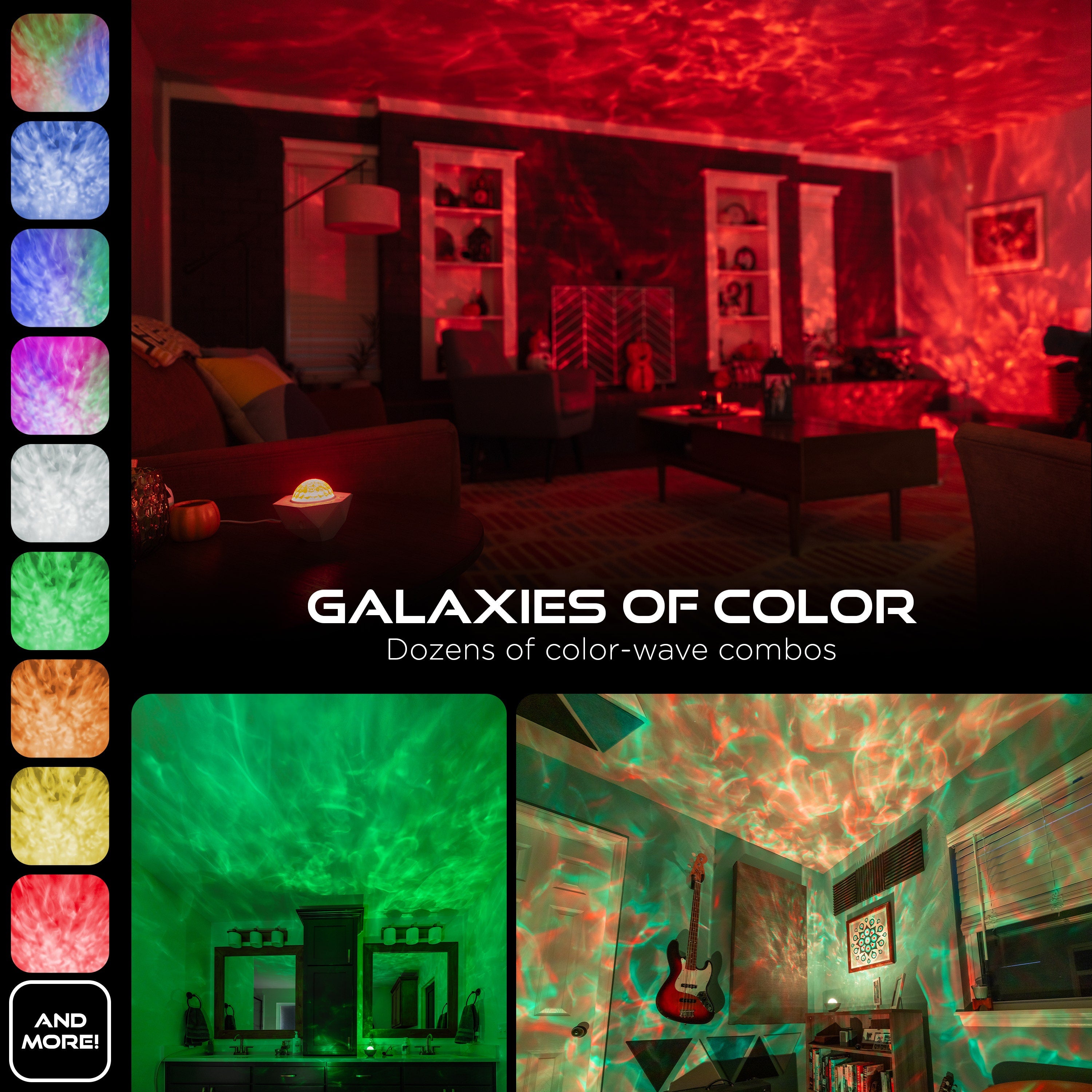 Enbrighten Galaxy Wave Mini Projector LED Tabletop Night Light, White