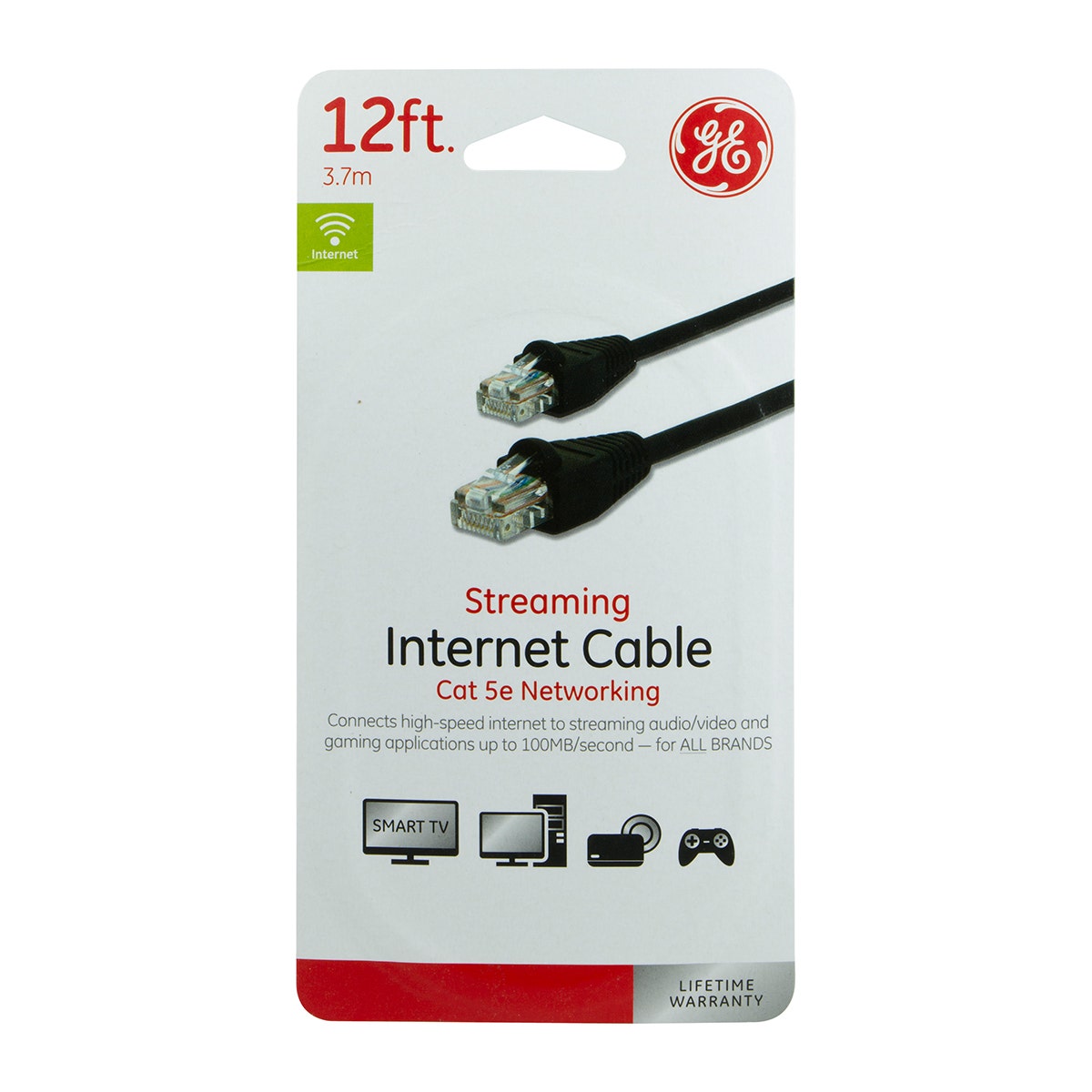 GE 12 ft. Cat 5e Ethernet Cable, Black