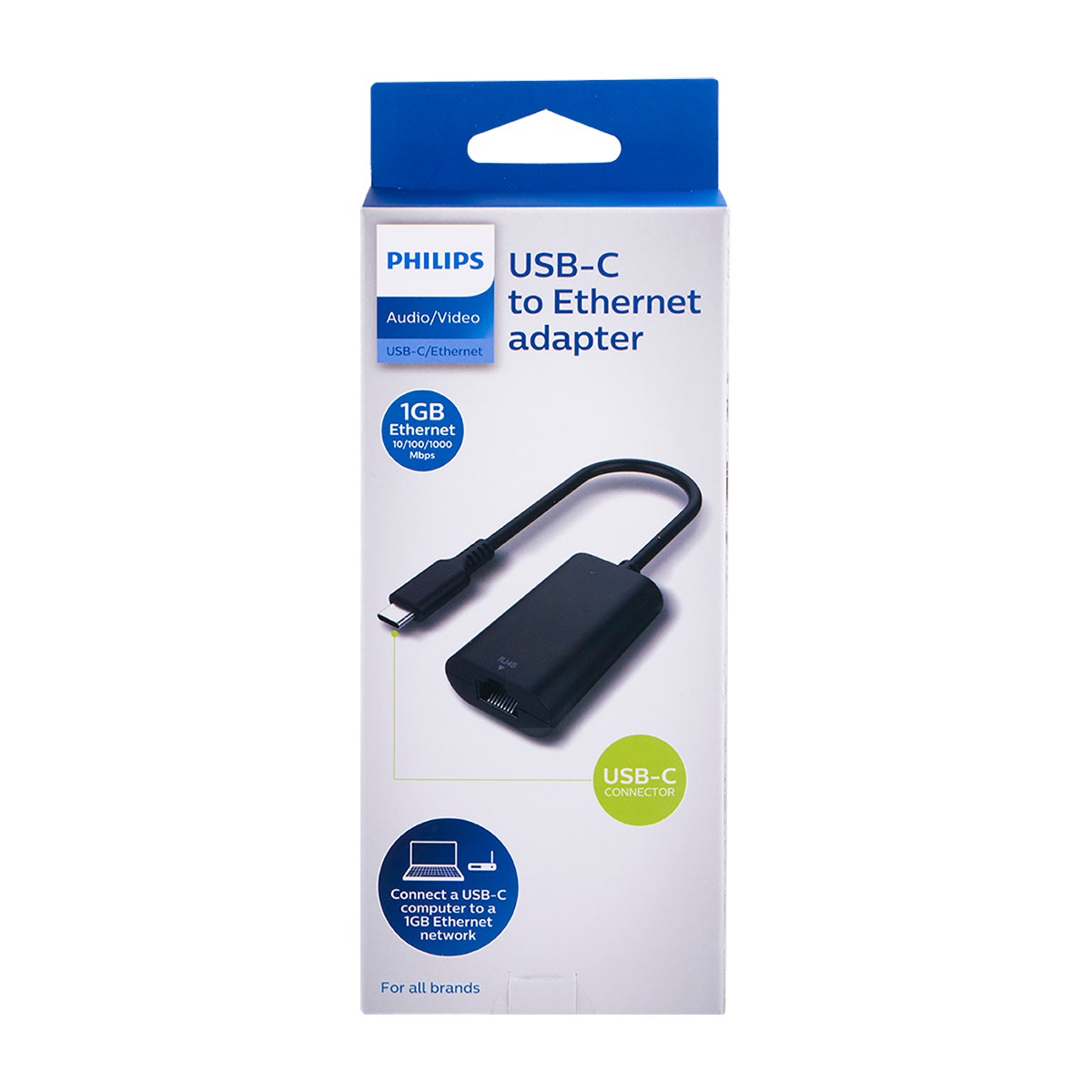 Philips USB-C to Ethernet Adapter, Black