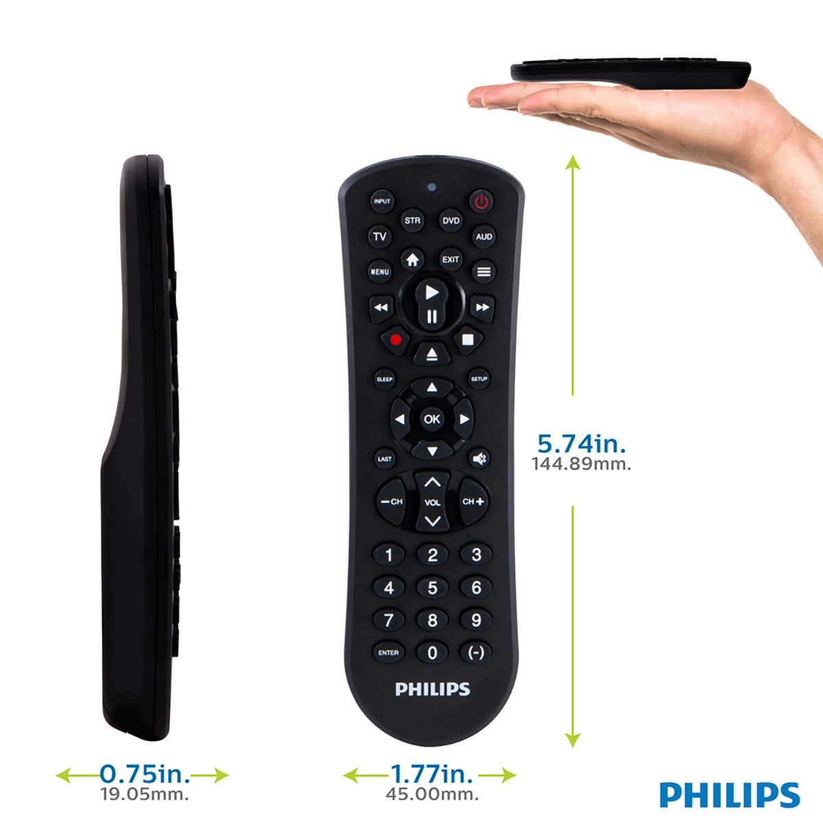 Philips 4-Device Universal Remote, Black
