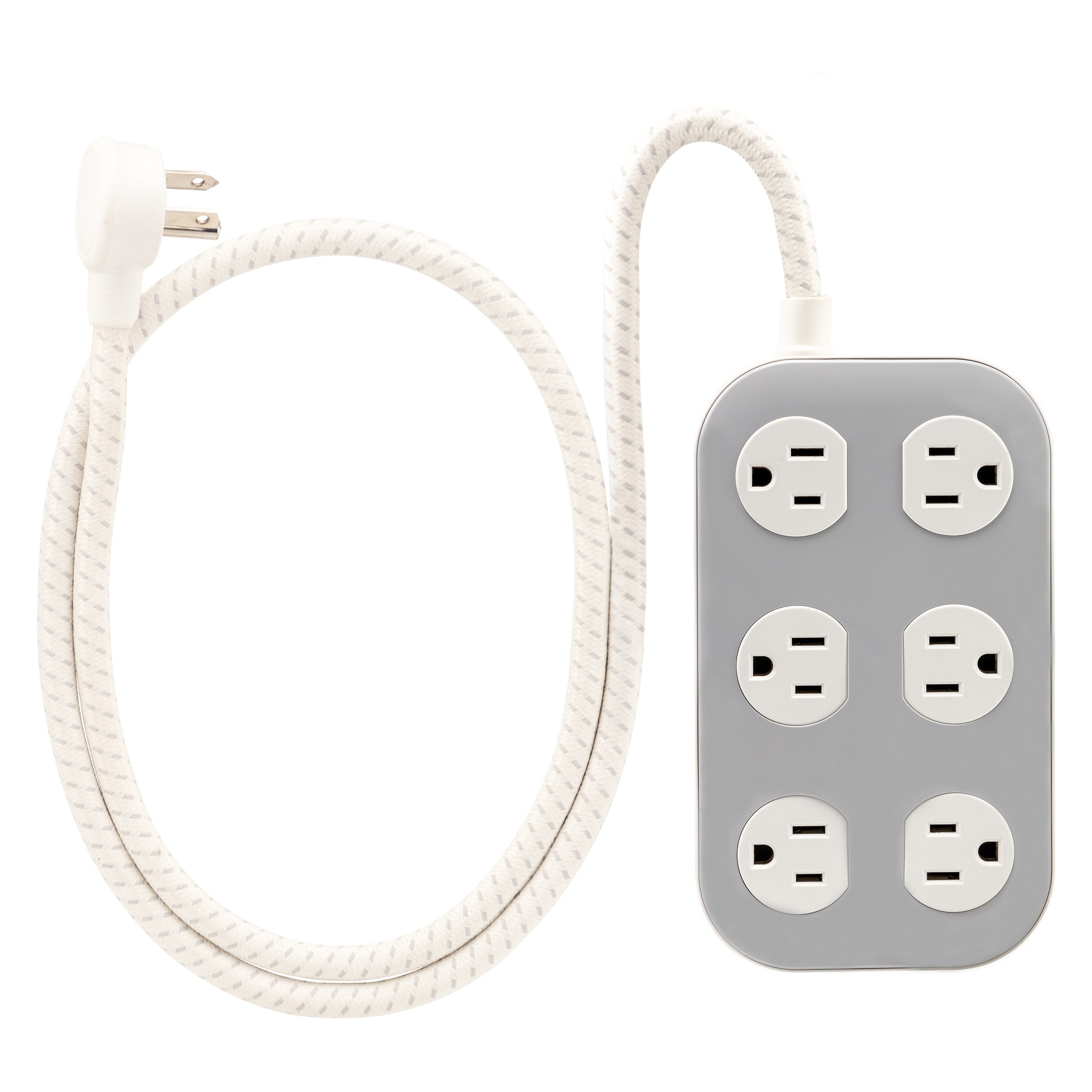 Cordinate ADAPT 6-Outlet 4ft. Braided Extension Cord with Surge Protection, Cream/Gray