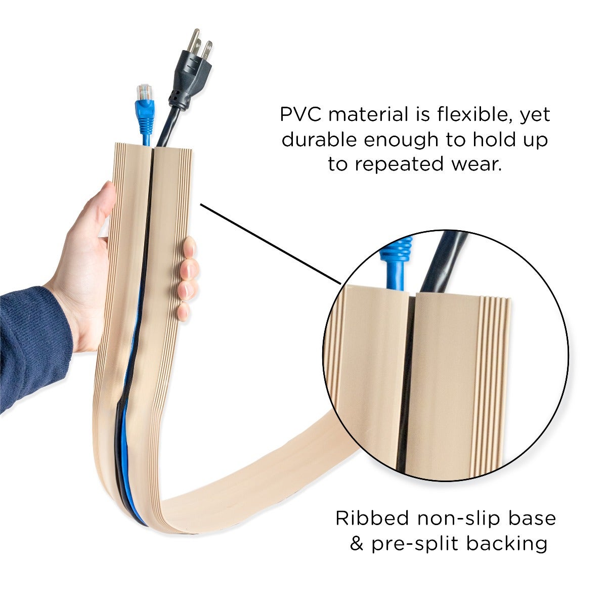 Cordinate 6ft. Cable Management Cord Cover, Tan