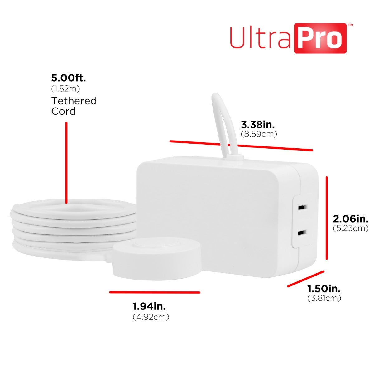 UltraPro 1-Outlet Indoor On/Off Dimmable Lighting Control with Tether, White