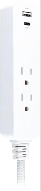 GE 2-Outlet 2ft. Extension Cord with USB Charging, White
