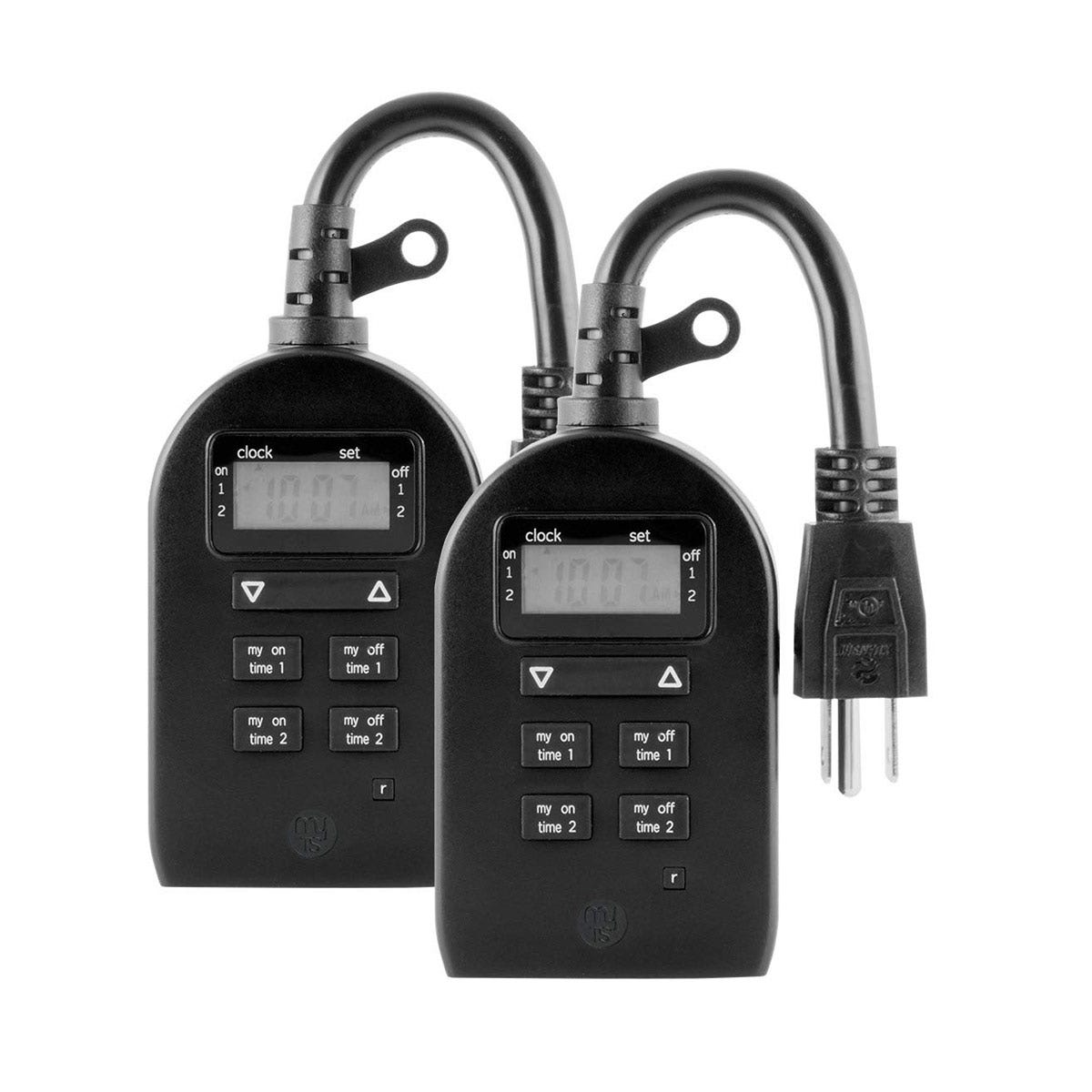 myTouchSmart Indoor/Outdoor Plug-In Digital Timer, 2 Pack, Black