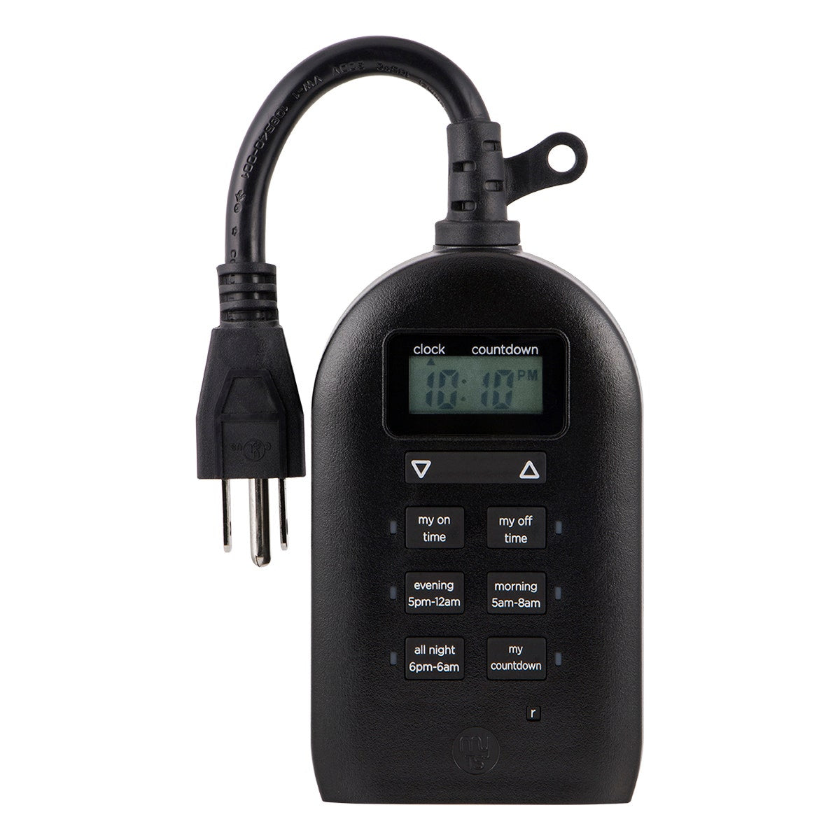 myTouchSmart Indoor/Outdoor Plug-In Simple Digital Timer, Black