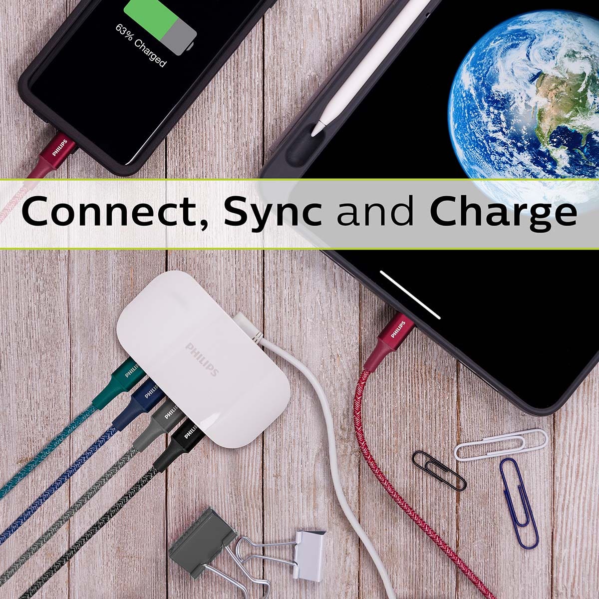 Philips 3ft. USB-C to USB-C Braided Charging Cable, Black