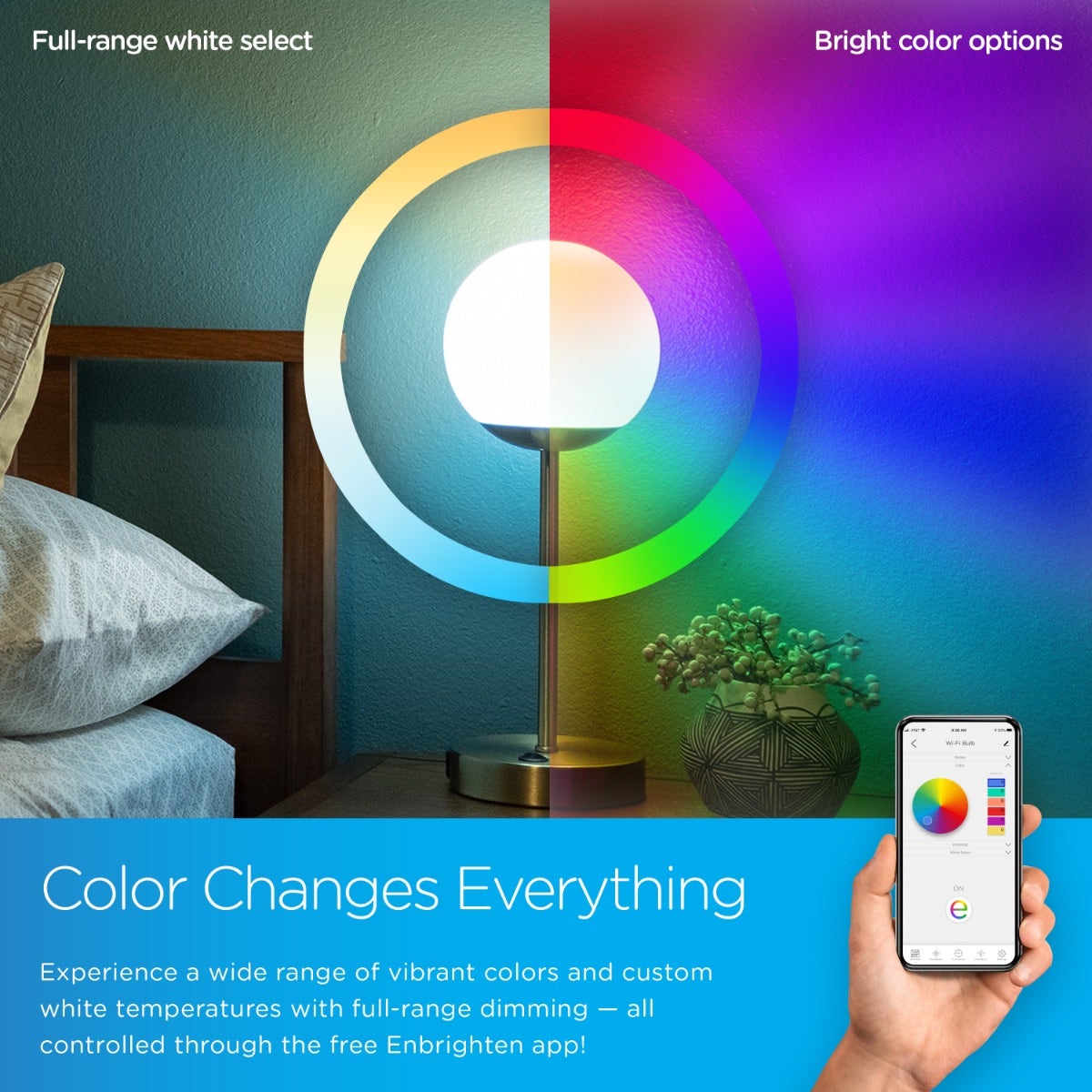 Enbrighten WiFi VIBE Color-Changing LED Tabletop Lamp with USB Charging, Brass