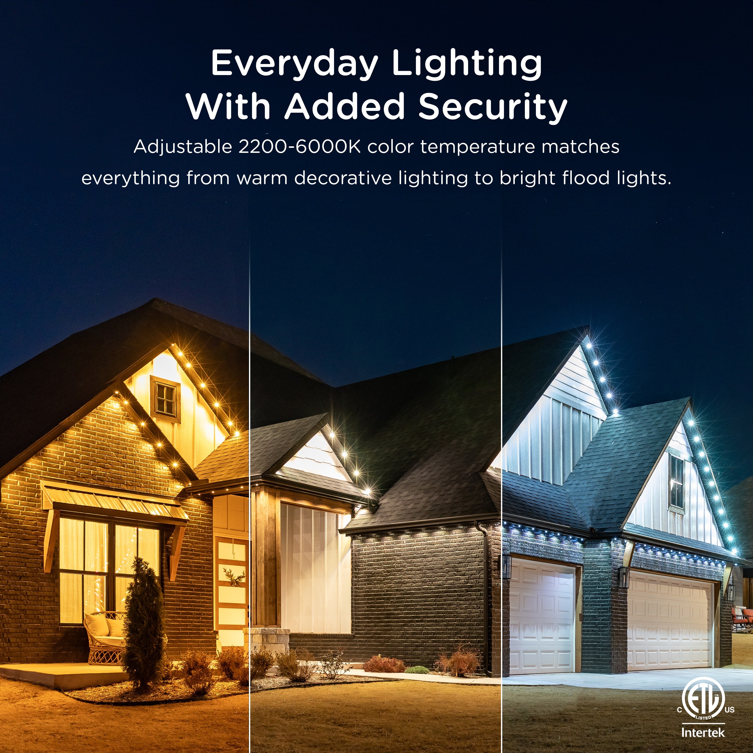 Enbrighten WiFi VIBE Color-Changing Permanent Outdoor Eternity Eave Lights, 36 Lights, 50ft. White Cord