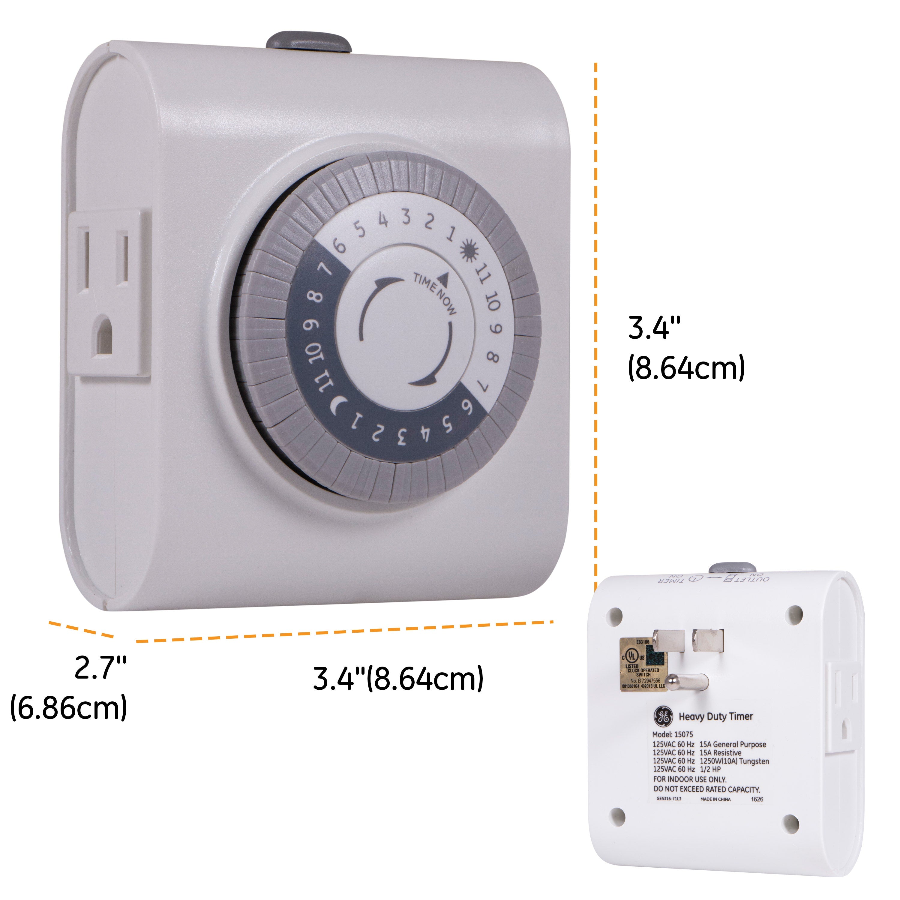 GE Indoor Plug-In 24-Hour Mechanical Timer, White