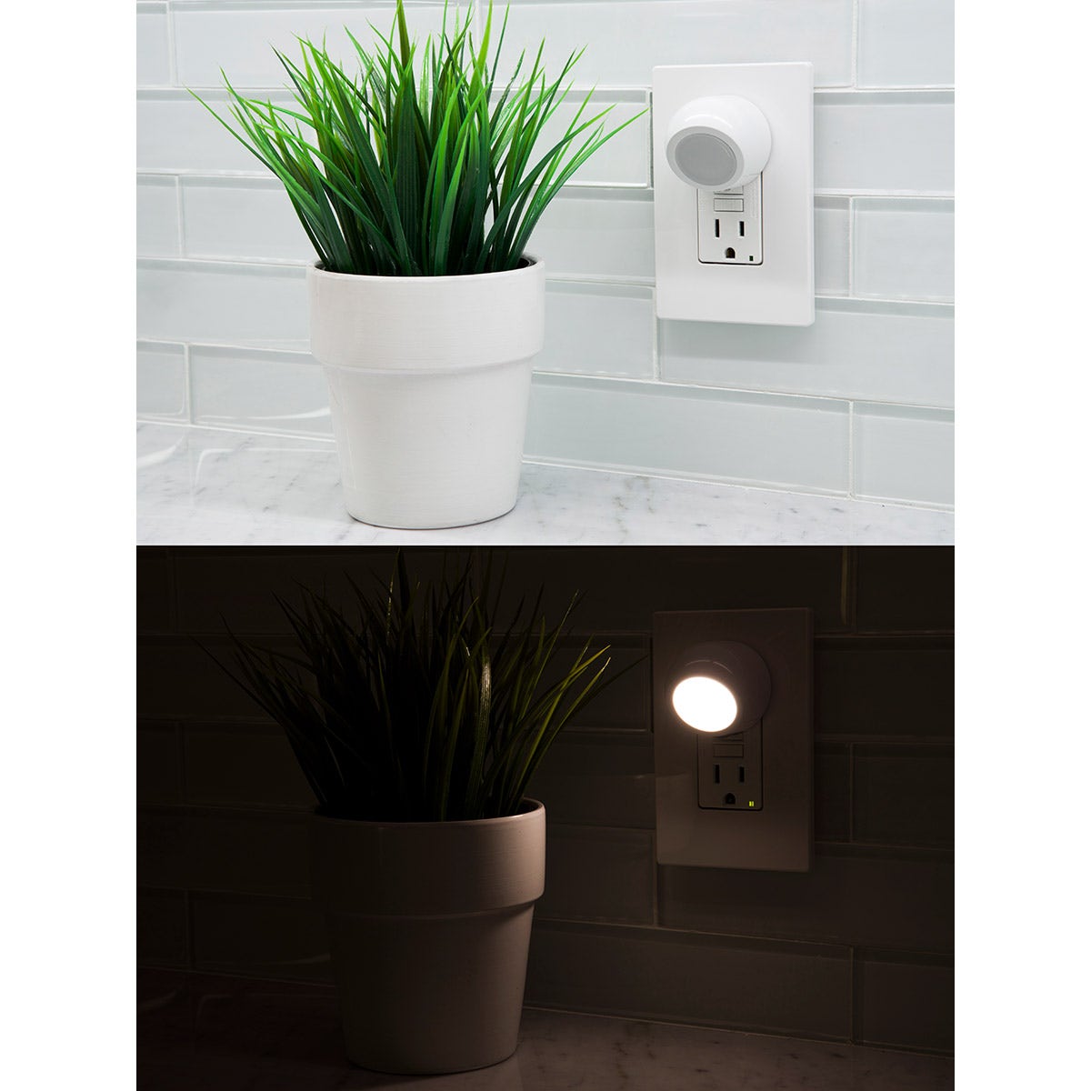 Energizer Plug-In Rotating Light Sensing LED Night Light, 2 Pack, White
