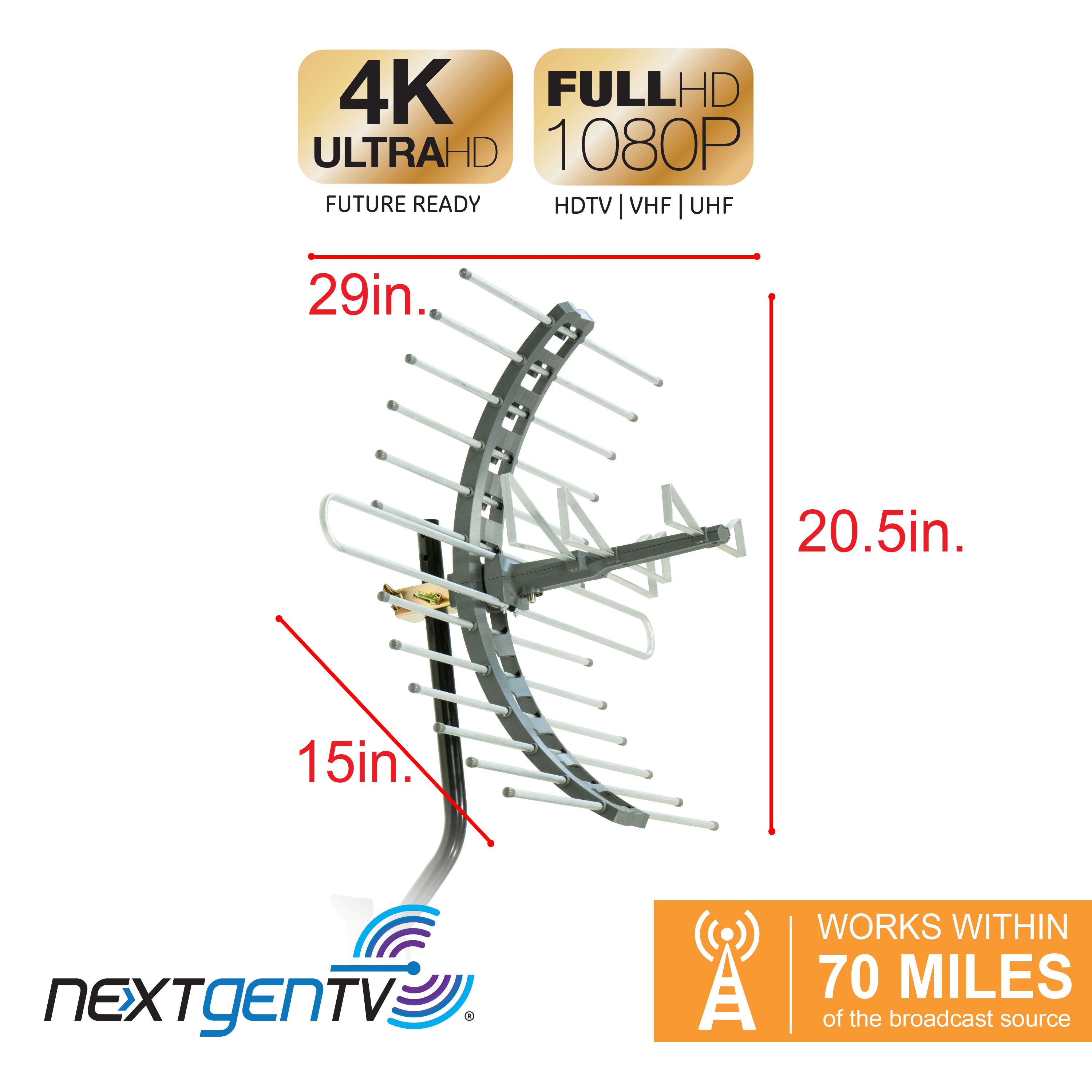 GE-branded Pro Attic-Mount HD TV Antenna