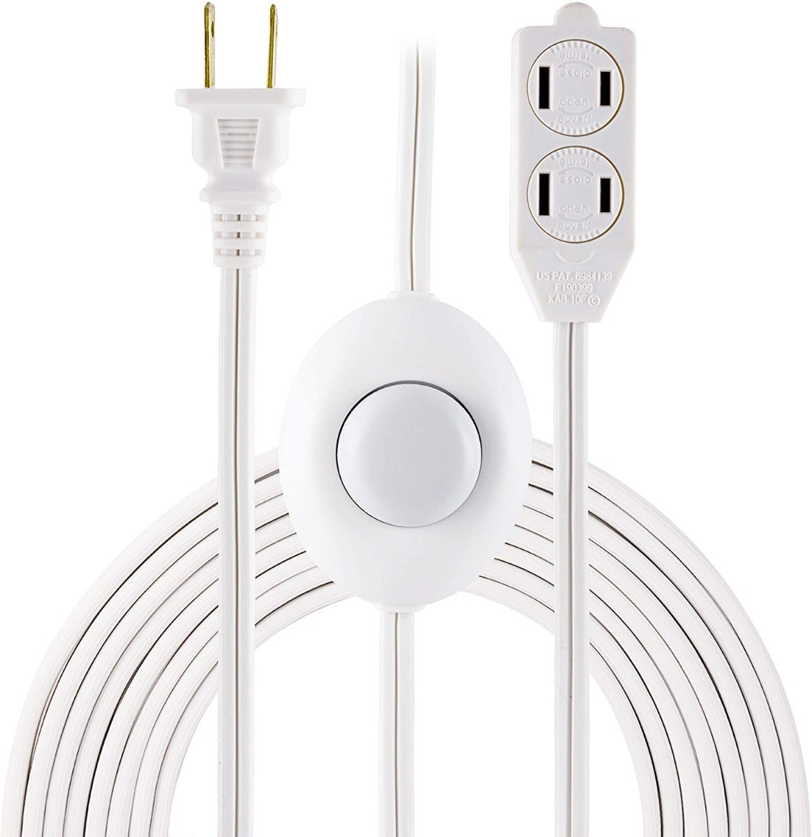 GE 3-Outlet 12ft. Extension Cord with On/Off Switch, White