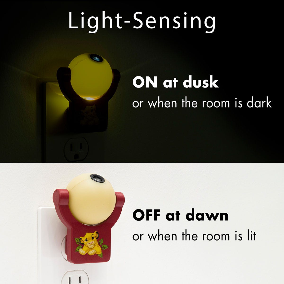 Projectables Disney Lion King Light Sensing LED Night Light, Red