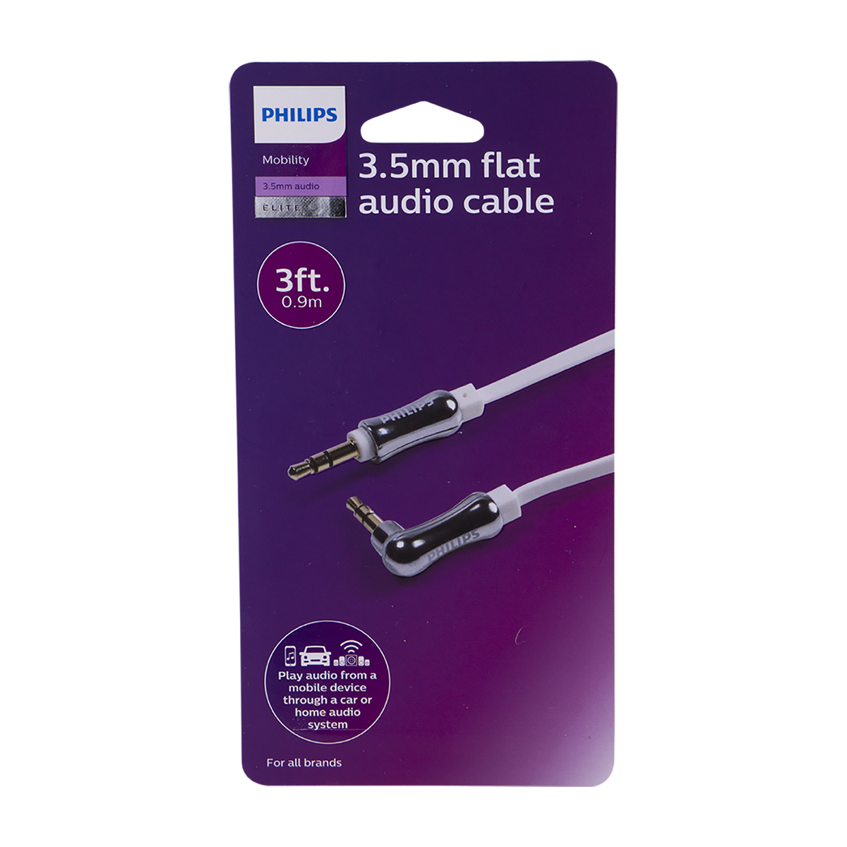 Philips 3ft. 3.5mm Flat Auxiliary Audio Cable, White