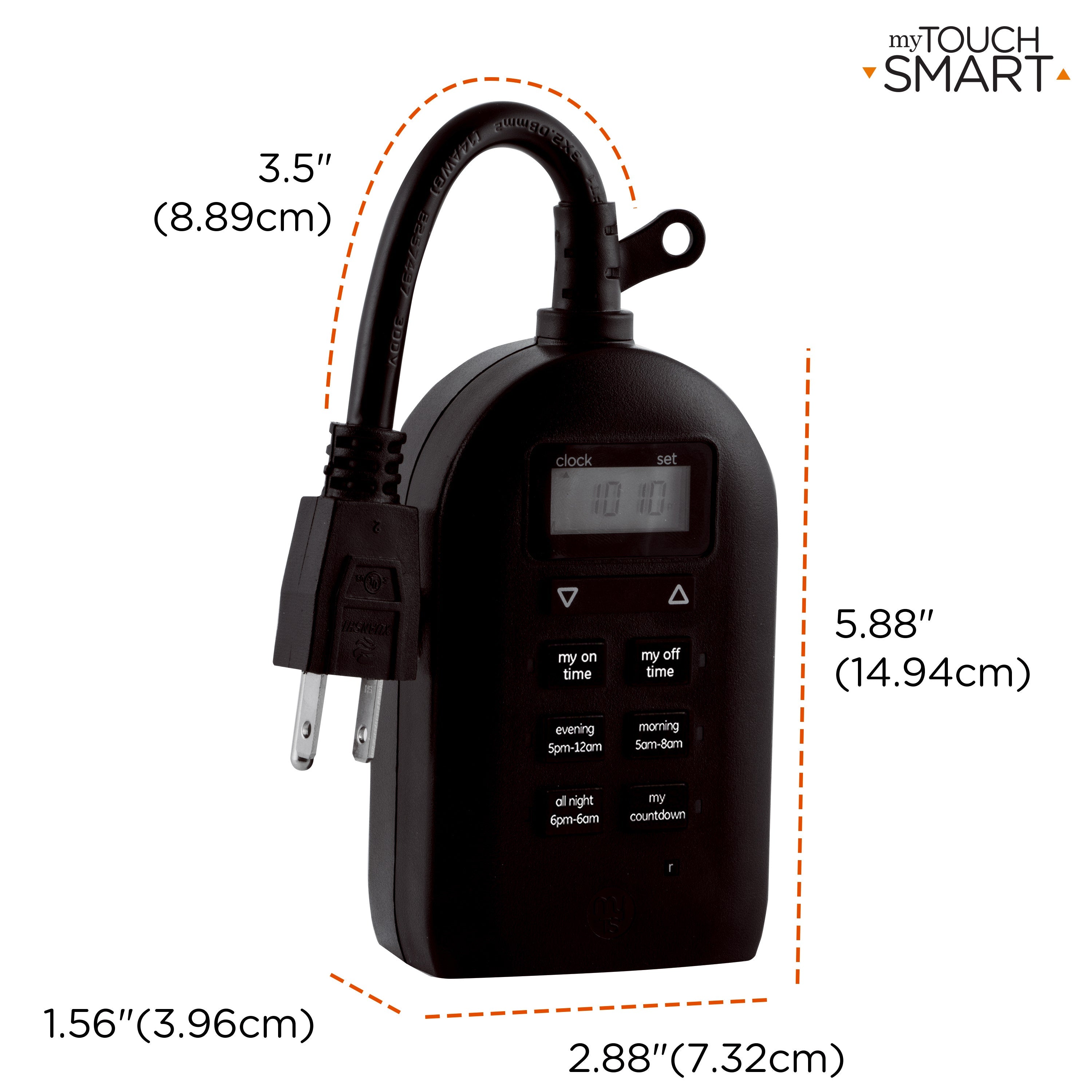 myTouchSmart Indoor/Outdoor Plug-In Simple Digital Timer, Black