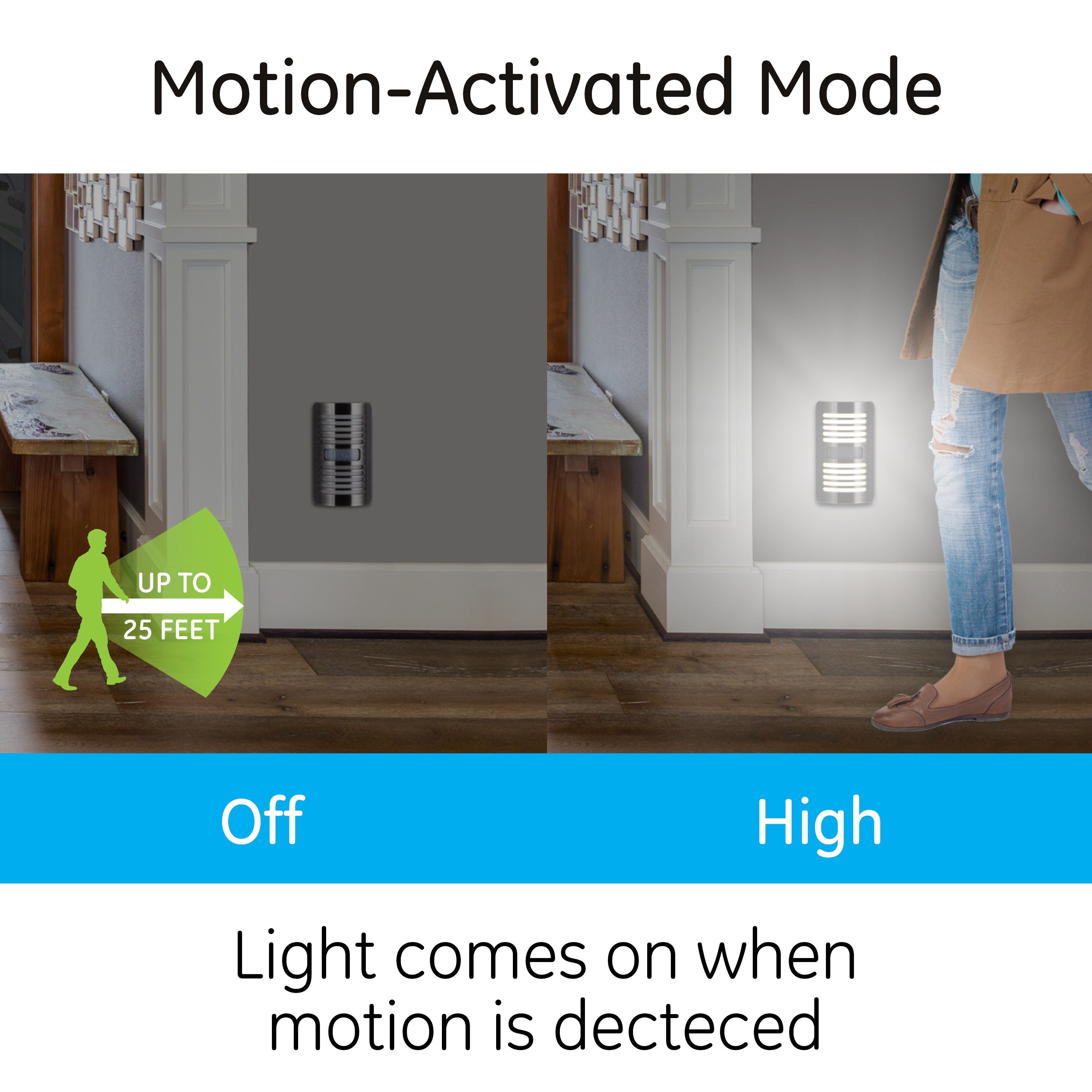 GE Enbrighten Motion-Select LED Night Light, Brushed Nickel