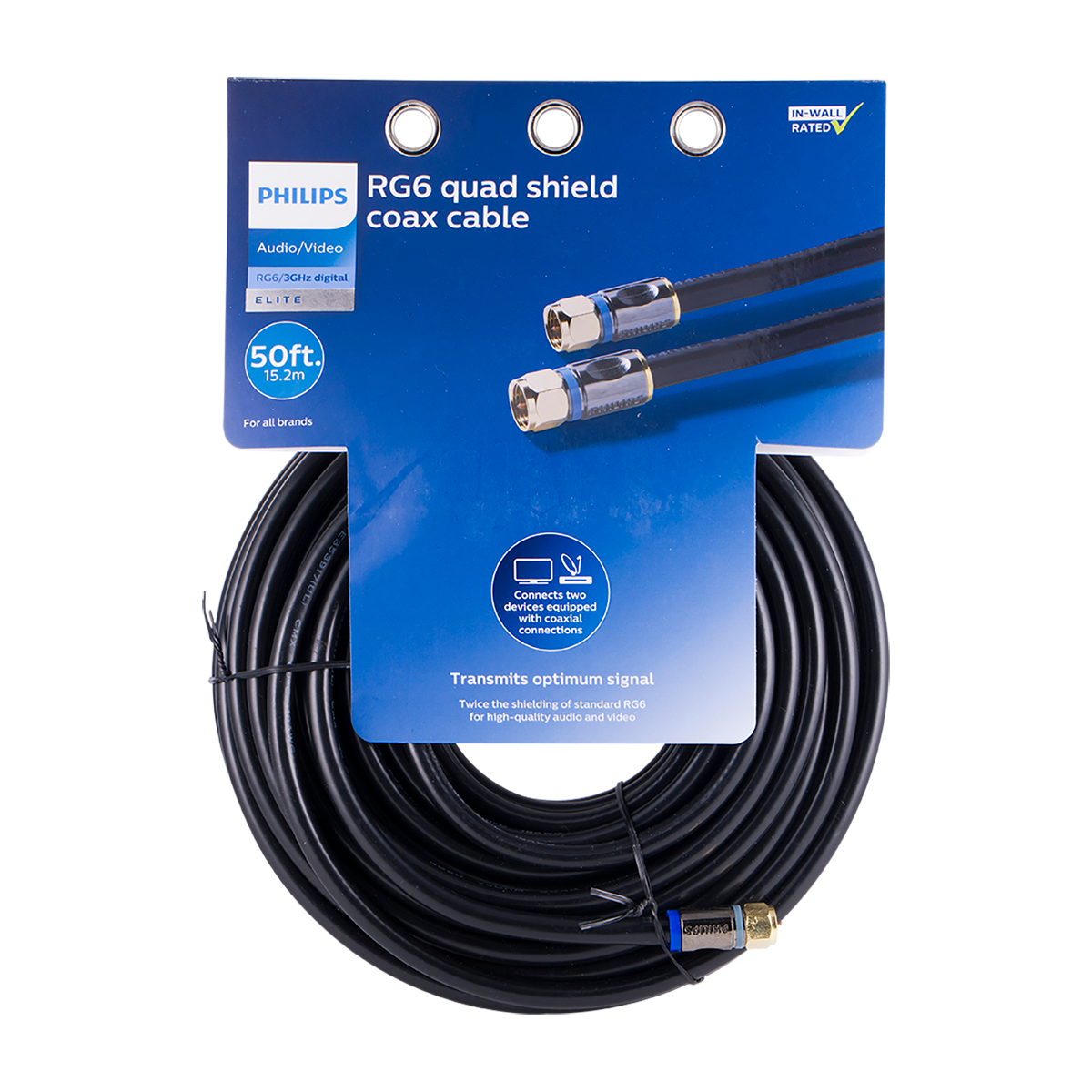 Philips 50 ft. Quad-Shield RG6 Coaxial Cable, Black