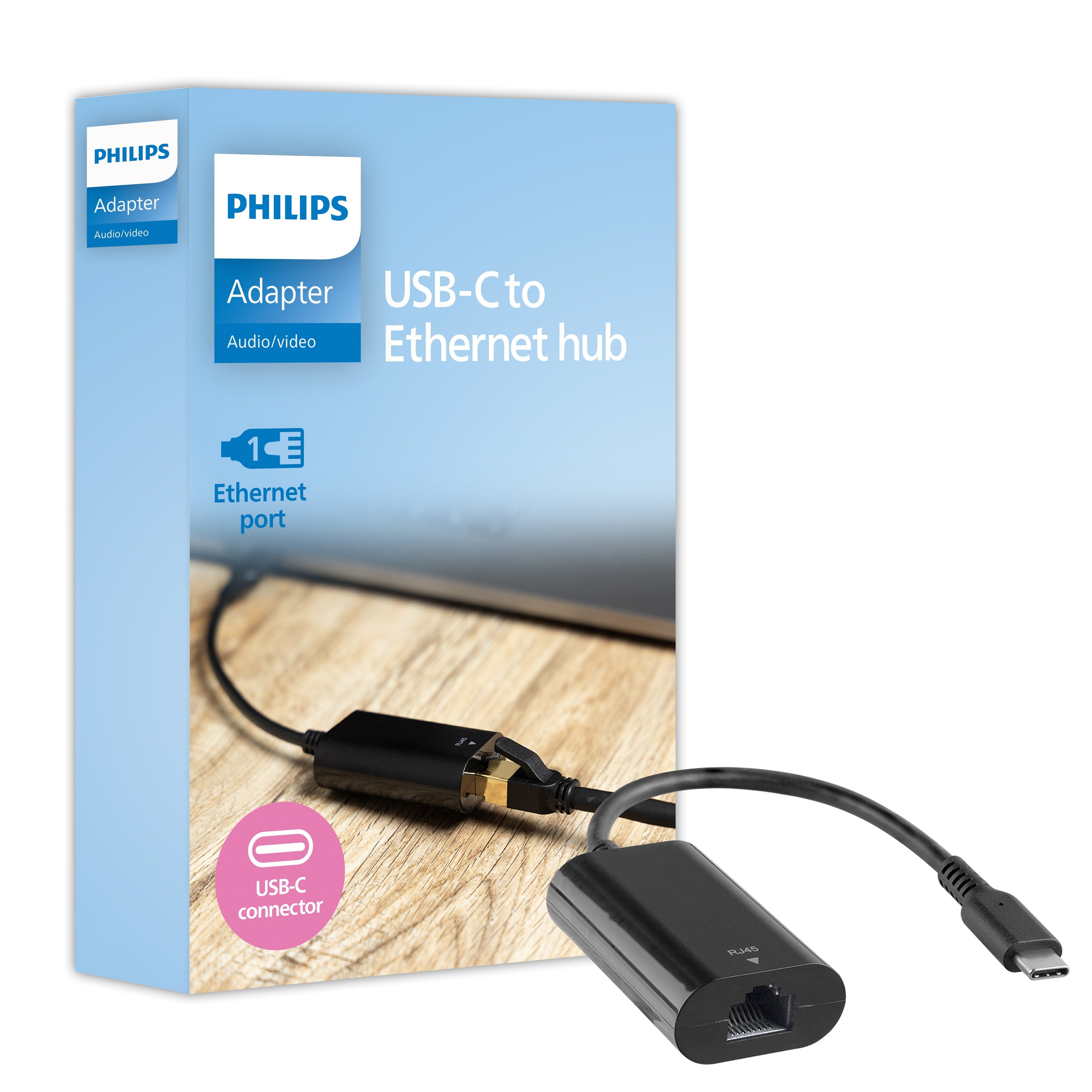 Philips USB-C to Ethernet Adapter, Black