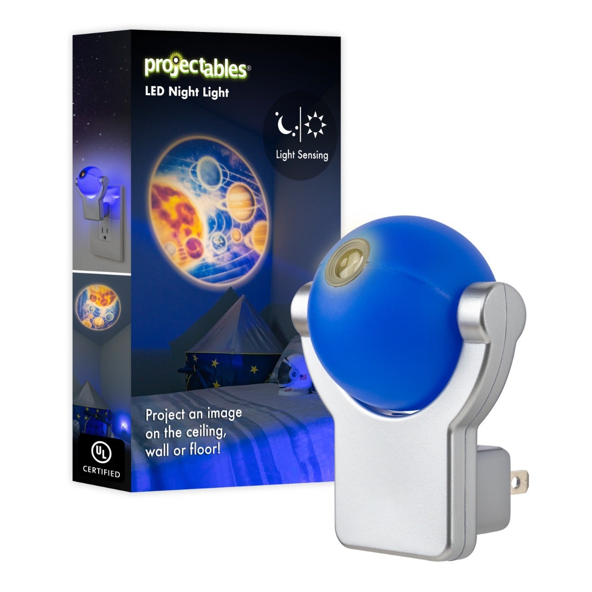 Projectables Solar System Light Sensing LED Night Light, Blue