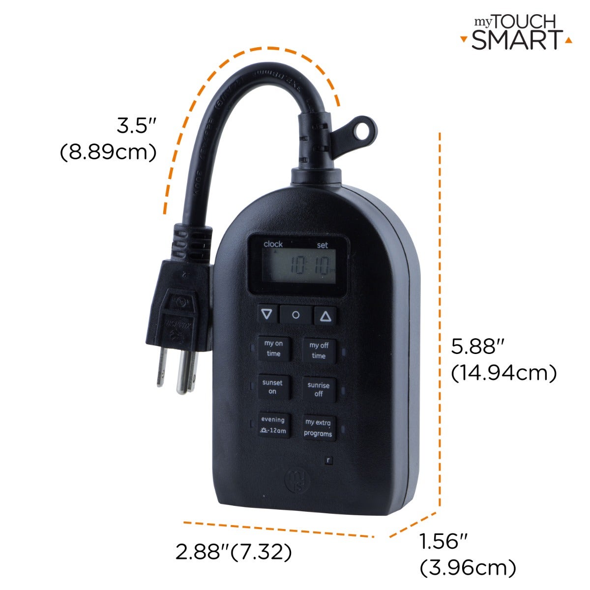 myTouchSmart Indoor/Outdoor Plug-In SunSmart Digital Timer, Black