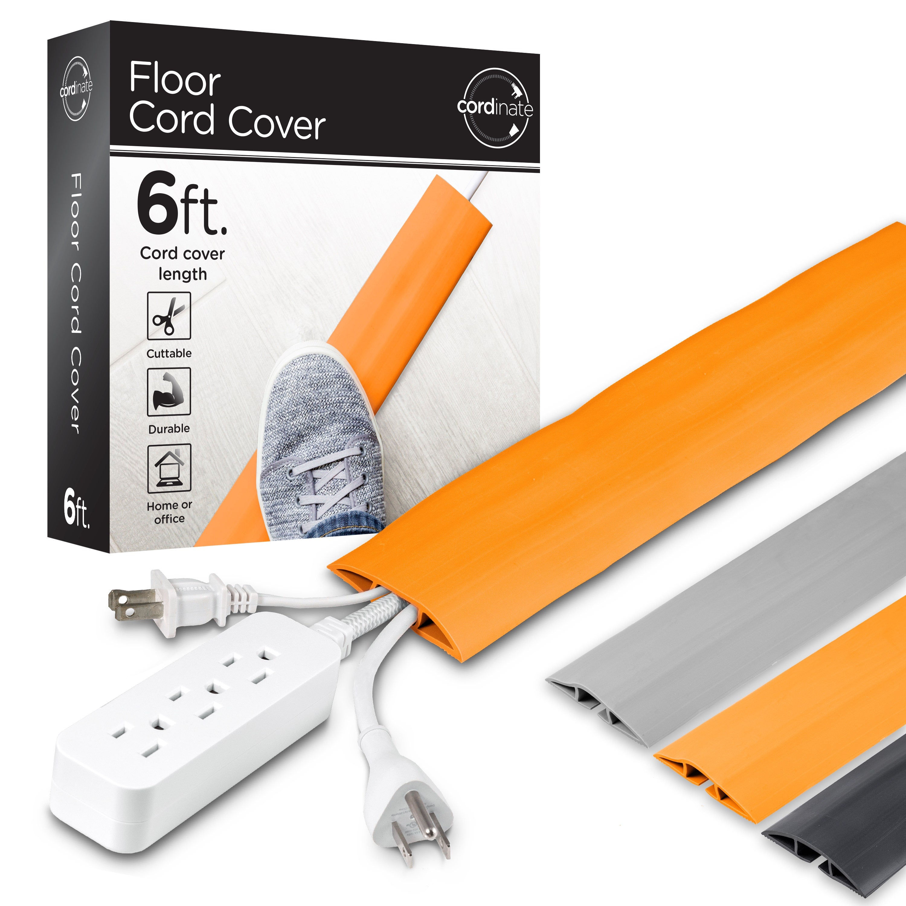 Cordinate 6ft. Cable Management Cord Cover, Orange