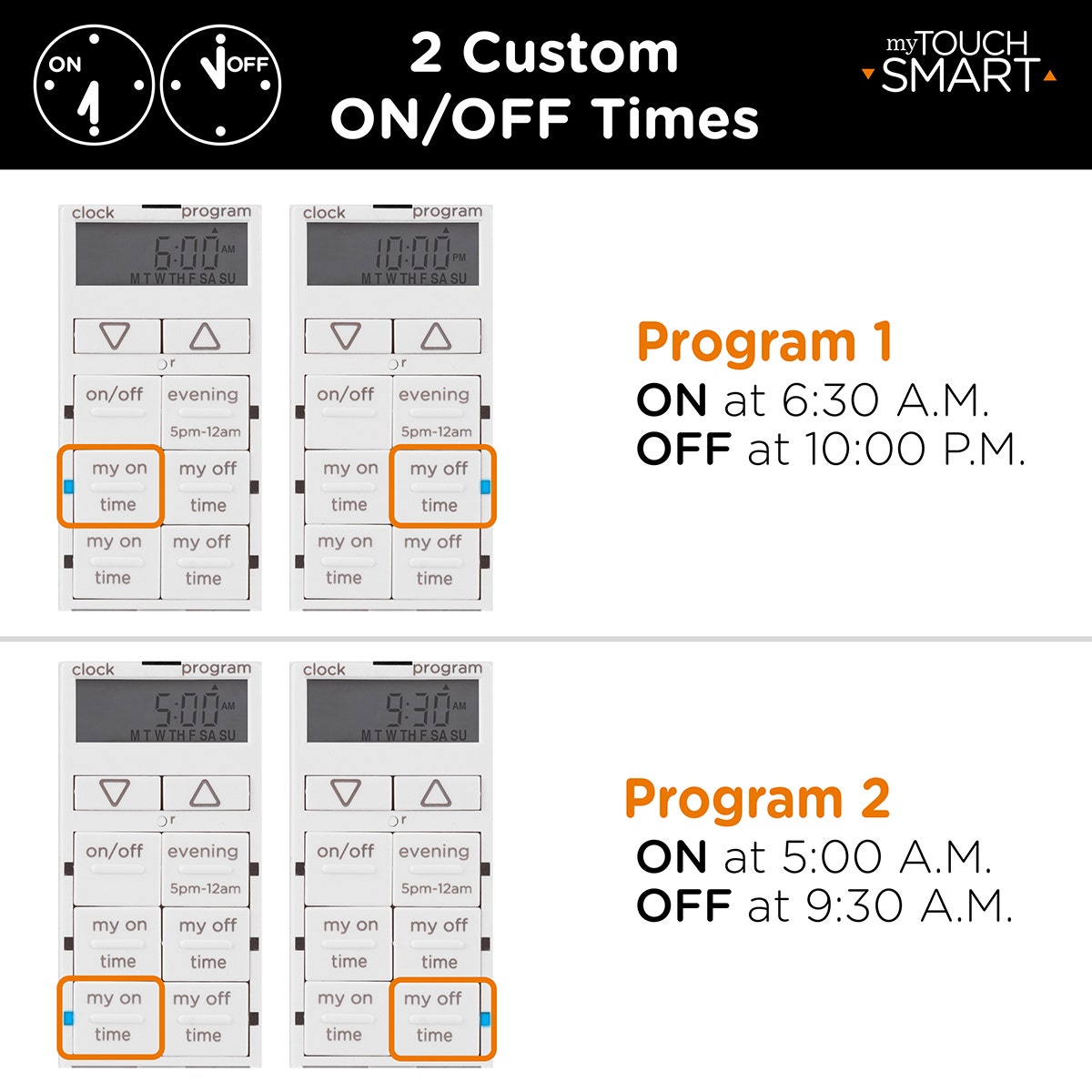 myTouchSmart Indoor In-Wall Digital Simple Set Timer, White