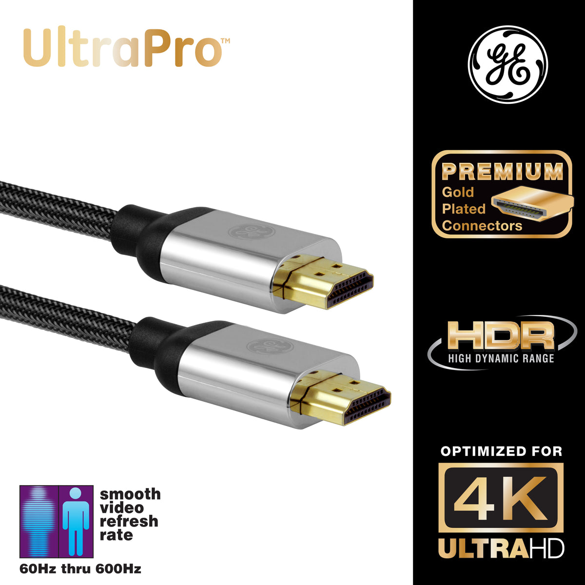 GE-branded UltraPro Premium Certified HDMI High-Speed Cable, 4ft.