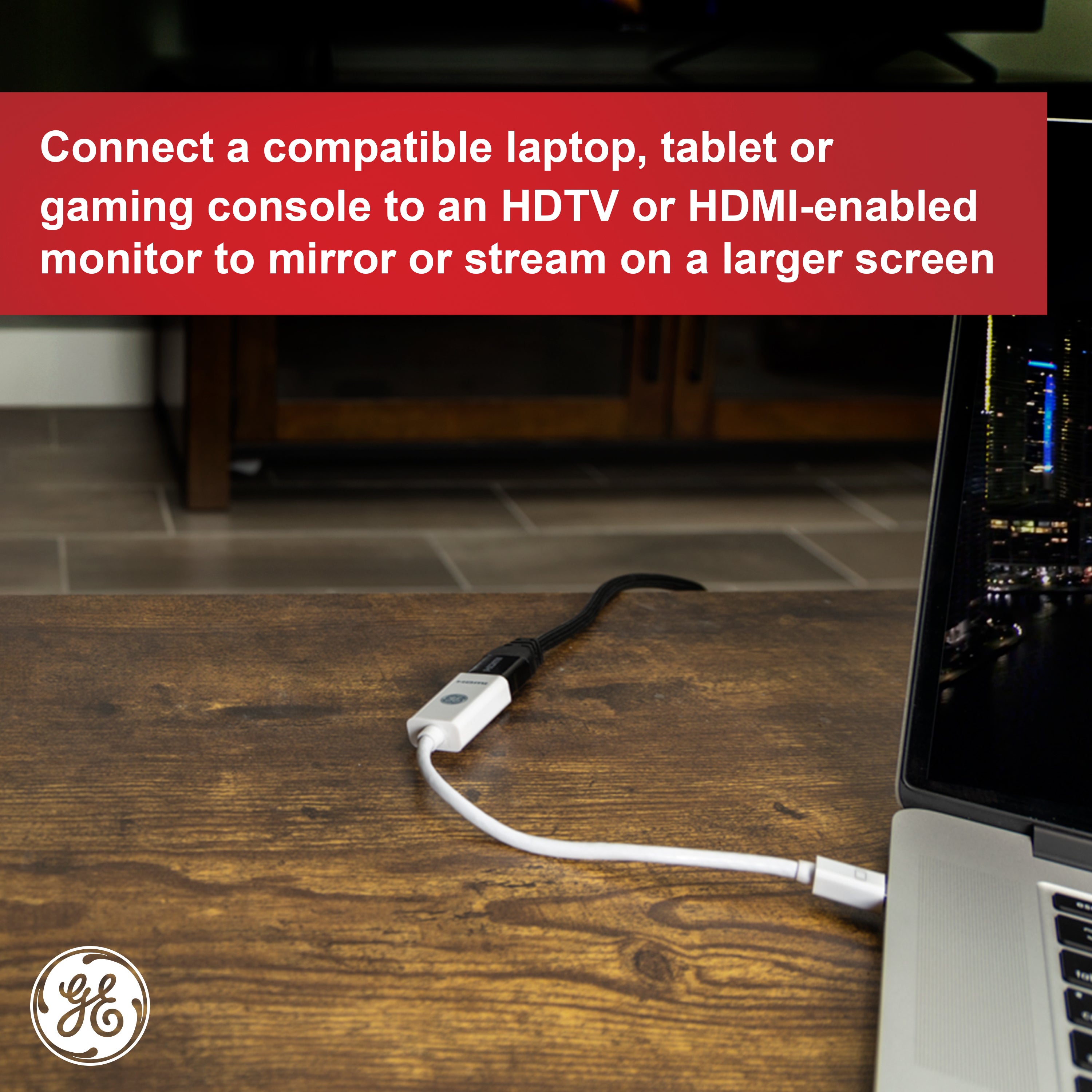 GE Mini DisplayPort to HDMI Adapter, Pigtail, Basic, White
