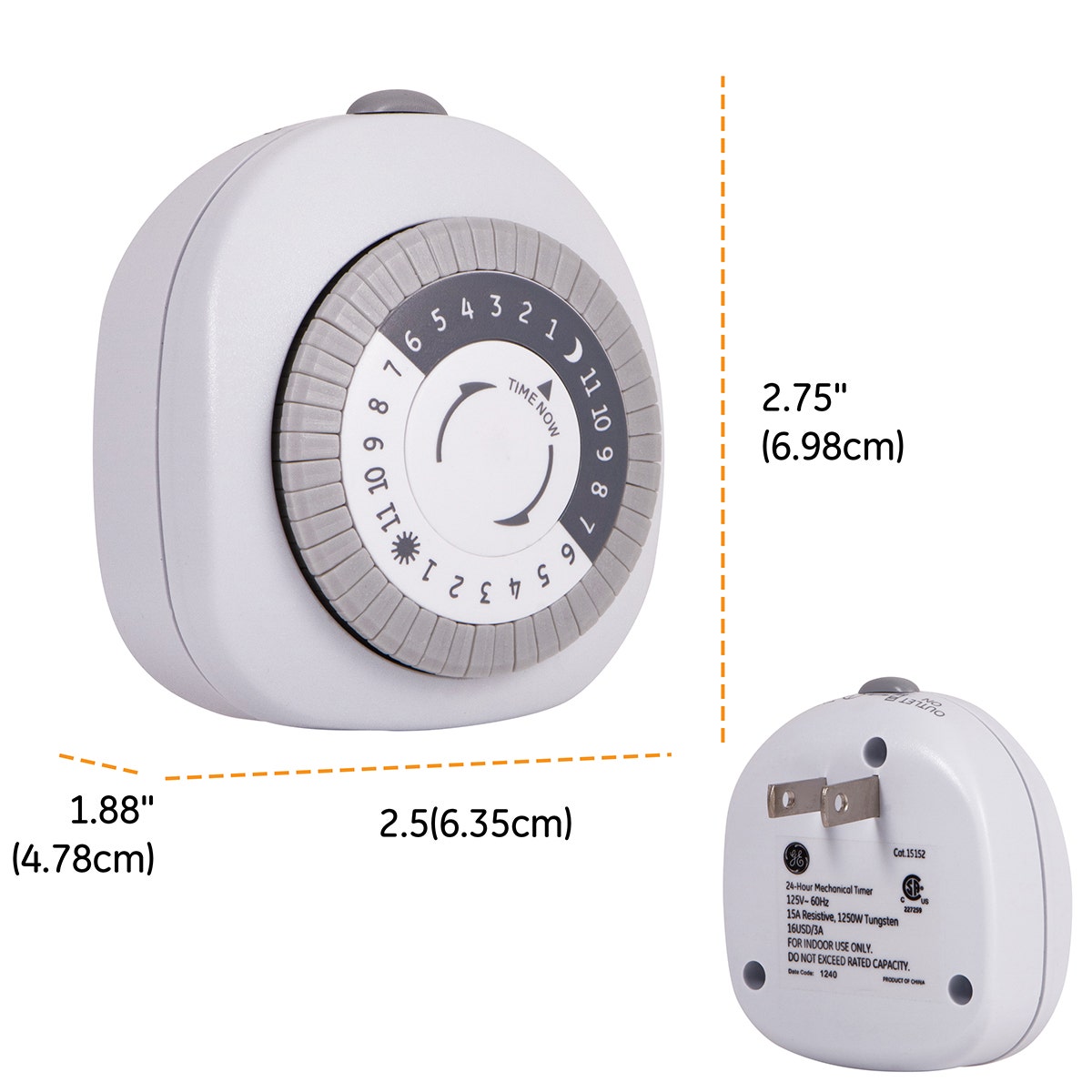 GE Indoor Plug-In 24-Hour Mechanical Timer, White
